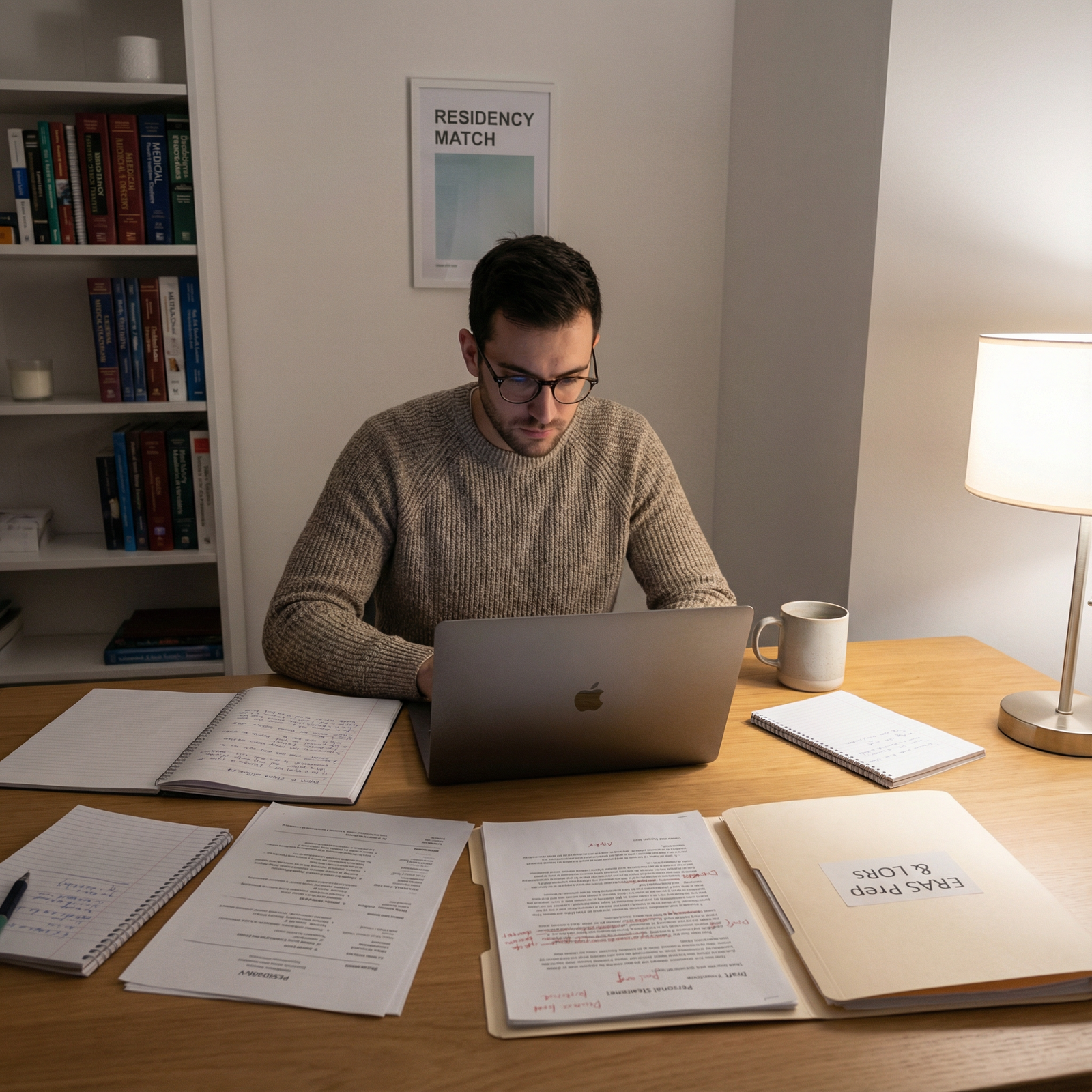 Medical student preparing residency application materials at desk - Letters of Recommendation for Mastering Your LOR Requests