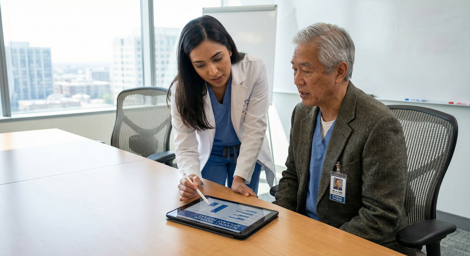Resident and attending physician discussing SOAP applications and program fit Resident and attending physician discussing SOAP applications and program fit - SOAP for Essential Strategies for Crafting Co