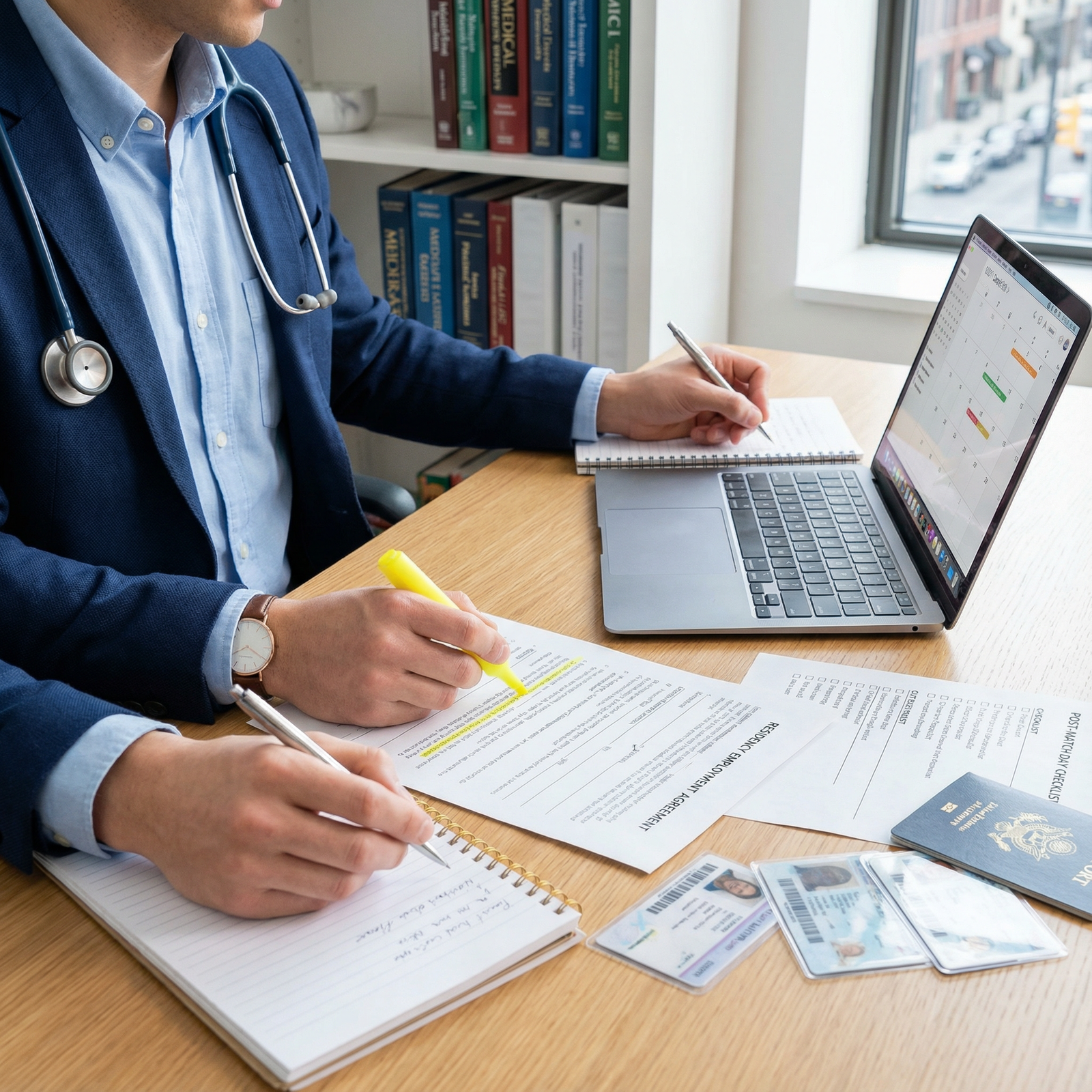 New resident reviewing residency contract and onboarding paperwork New resident reviewing residency contract and onboarding paperwork - Match Day for Essential Steps for New Residents Post-Mat