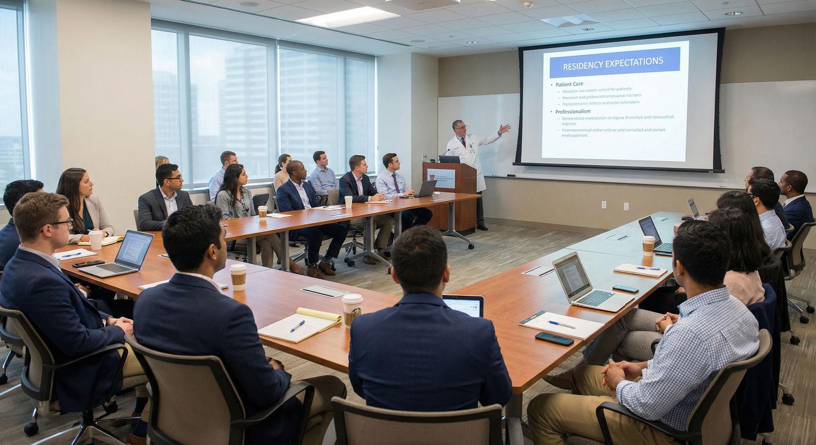 Incoming residents attending orientation for residency transition - Match Day for Navigating Match Day and Your Residency Tra