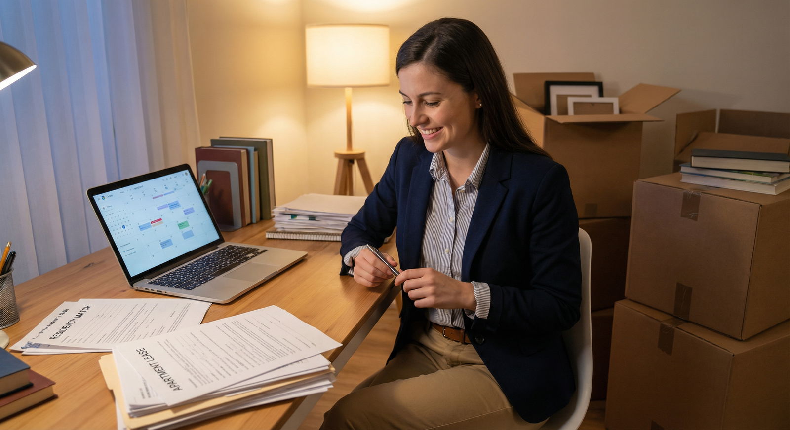 New resident organizing residency documents and moving plans - Medical Education for Post-Match Success: Essential Strategies