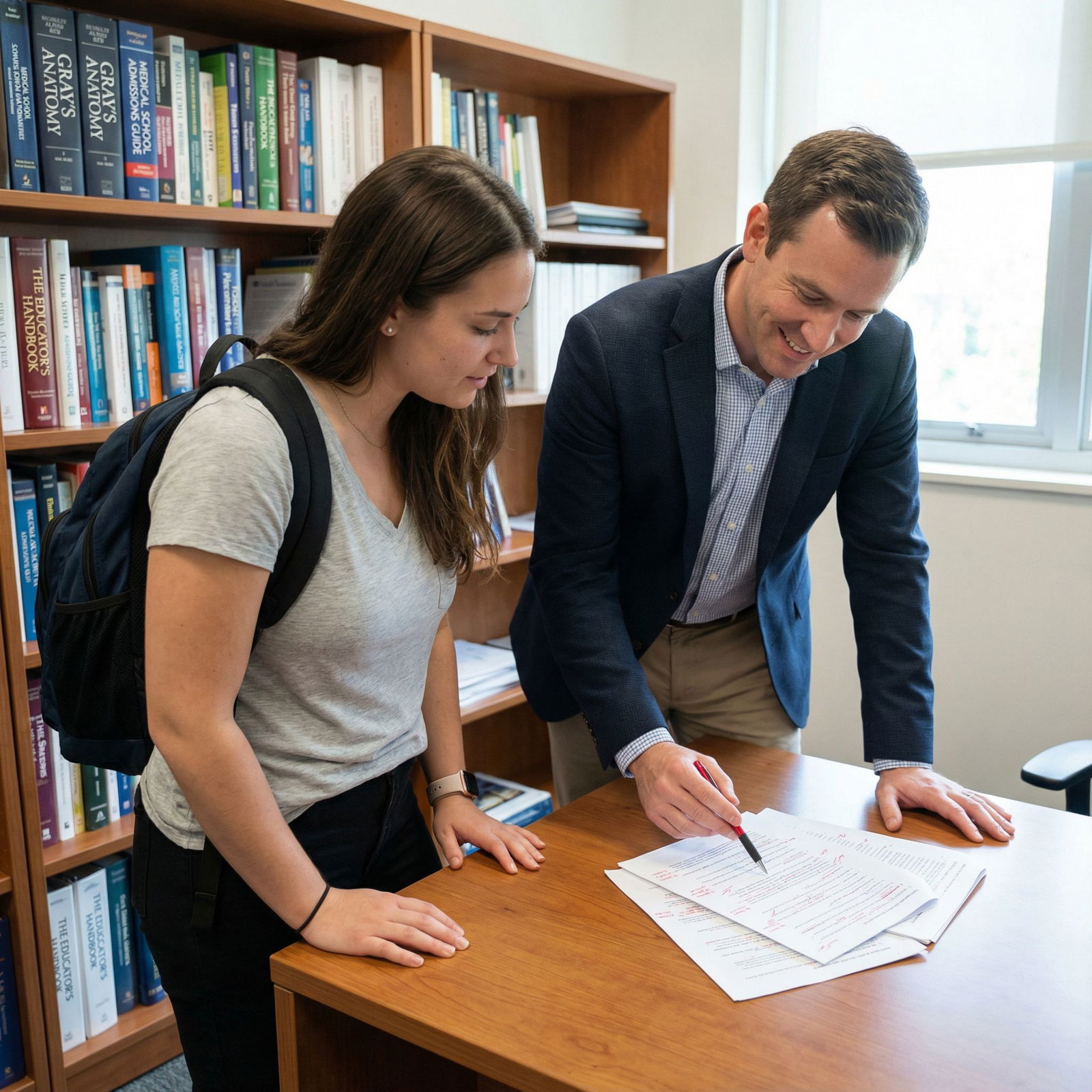 Student revising medical school personal statement with advisor Student revising medical school personal statement with advisor - Medical School for Mastering Your Medical School Personal S