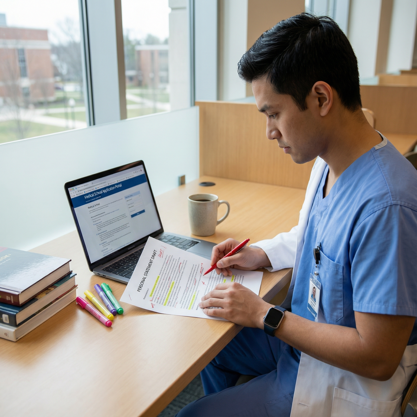 Medical student reviewing a polished personal statement draft Medical student reviewing a polished personal statement draft - medical school for Master Your Medical School Personal Statem