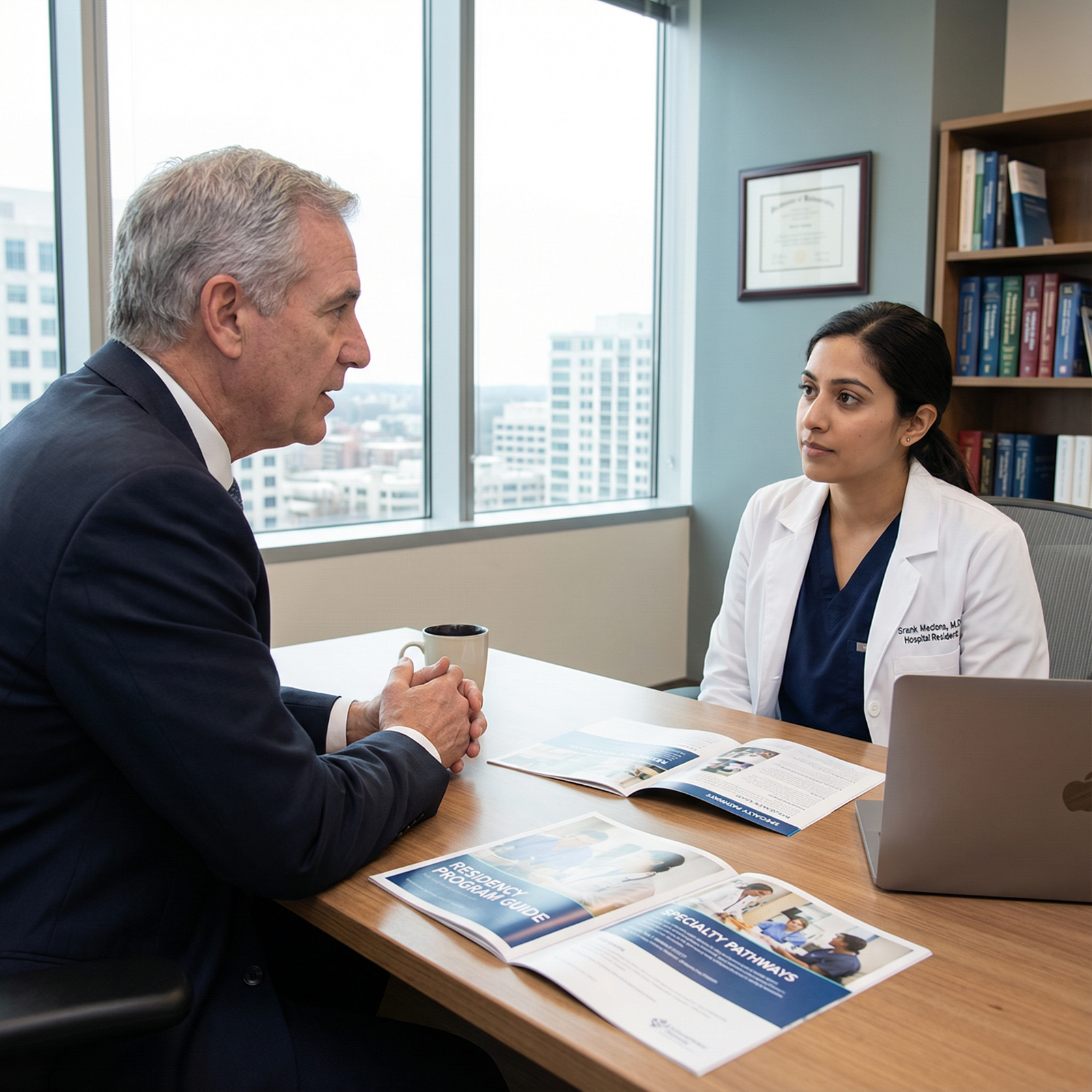 Resident discussing specialty options with a physician mentor Resident discussing specialty options with a physician mentor - medical career for Expert Guide to Reassessing Your Residency