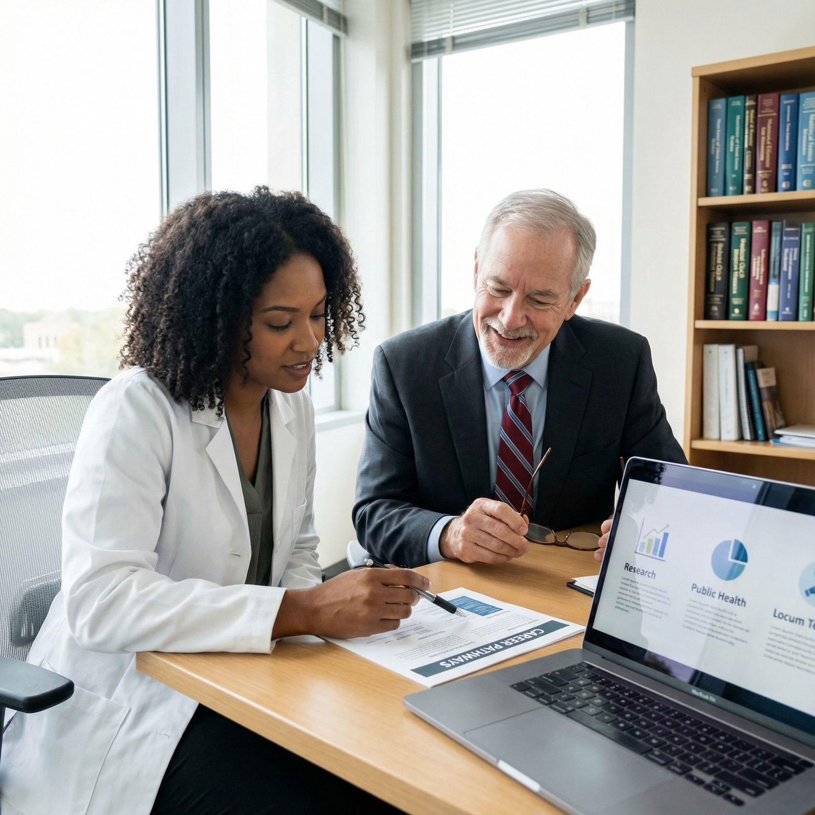 Medical graduate meeting with mentor to plan non-traditional career options Medical graduate meeting with mentor to plan non-traditional career options - Non-Traditional Careers for Explore Non-Traditi