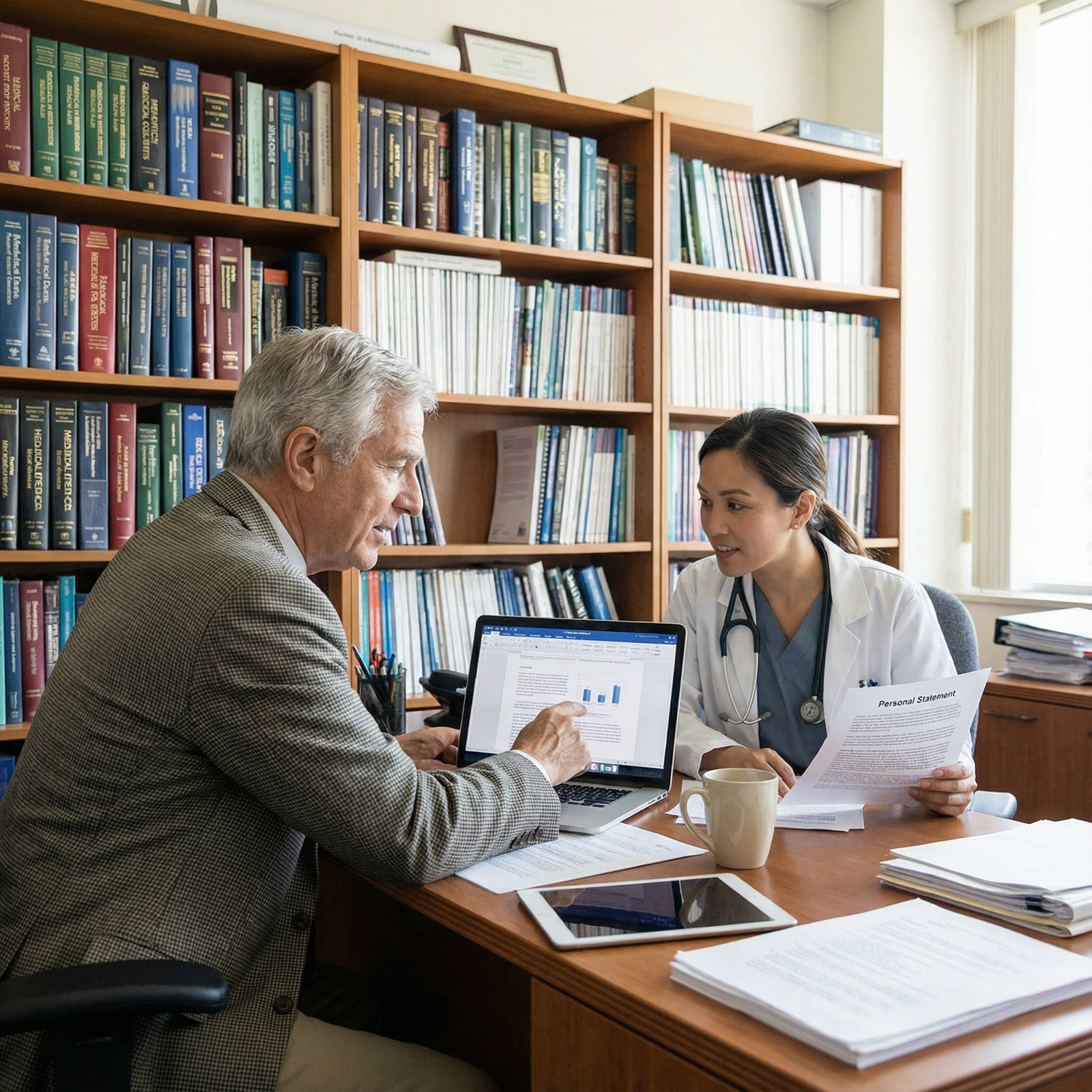 Resident and mentor reviewing residency application materials Resident and mentor reviewing residency application materials - Medical Education for Maximizing Electives for a Winning Resi