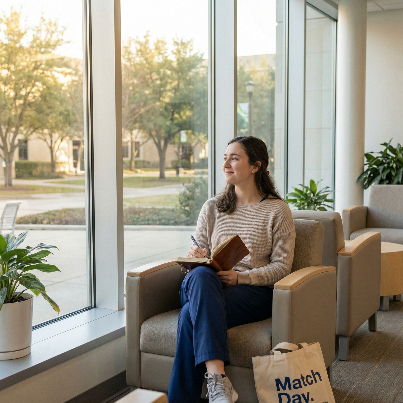 Medical student reflecting calmly after Match Day Medical student reflecting calmly after Match Day - Match Day for Achieve Personal Wellbeing on Match Day: Stress Management