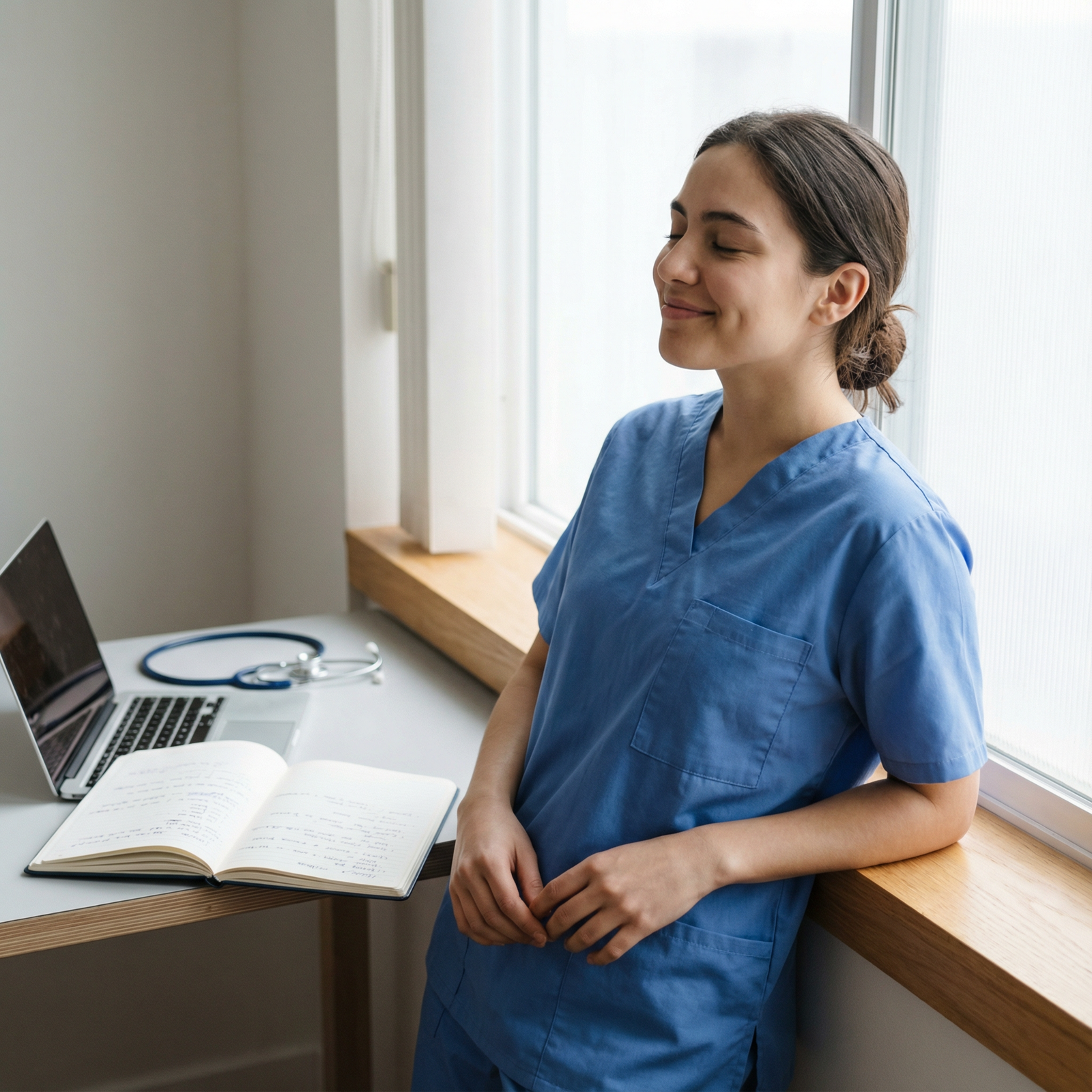 Medical student practicing mindfulness and stress management before Match Day - Match Day for Conquering Match Day Anxiety: E