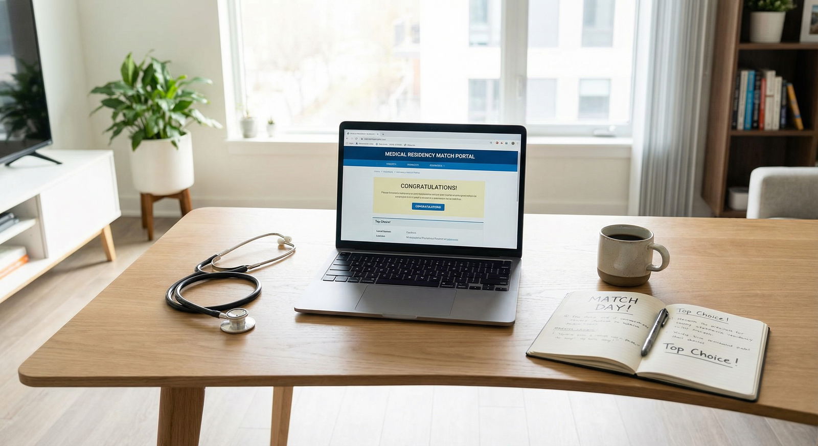 Calm work area prepared for Match Day - Match Day for Mastering Match Day: Essential Tips for Medical Students' Success