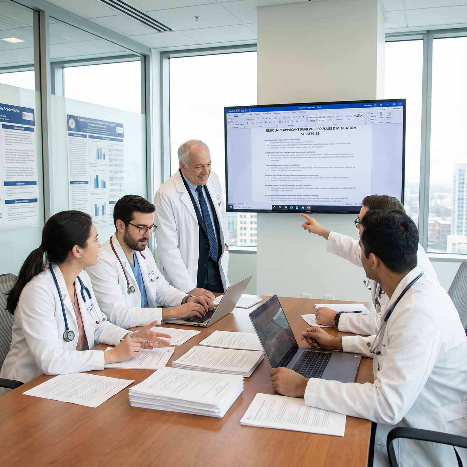 Medical residents in a teaching conference reviewing applications - Residency Applications for Mastering Residency Applicatio