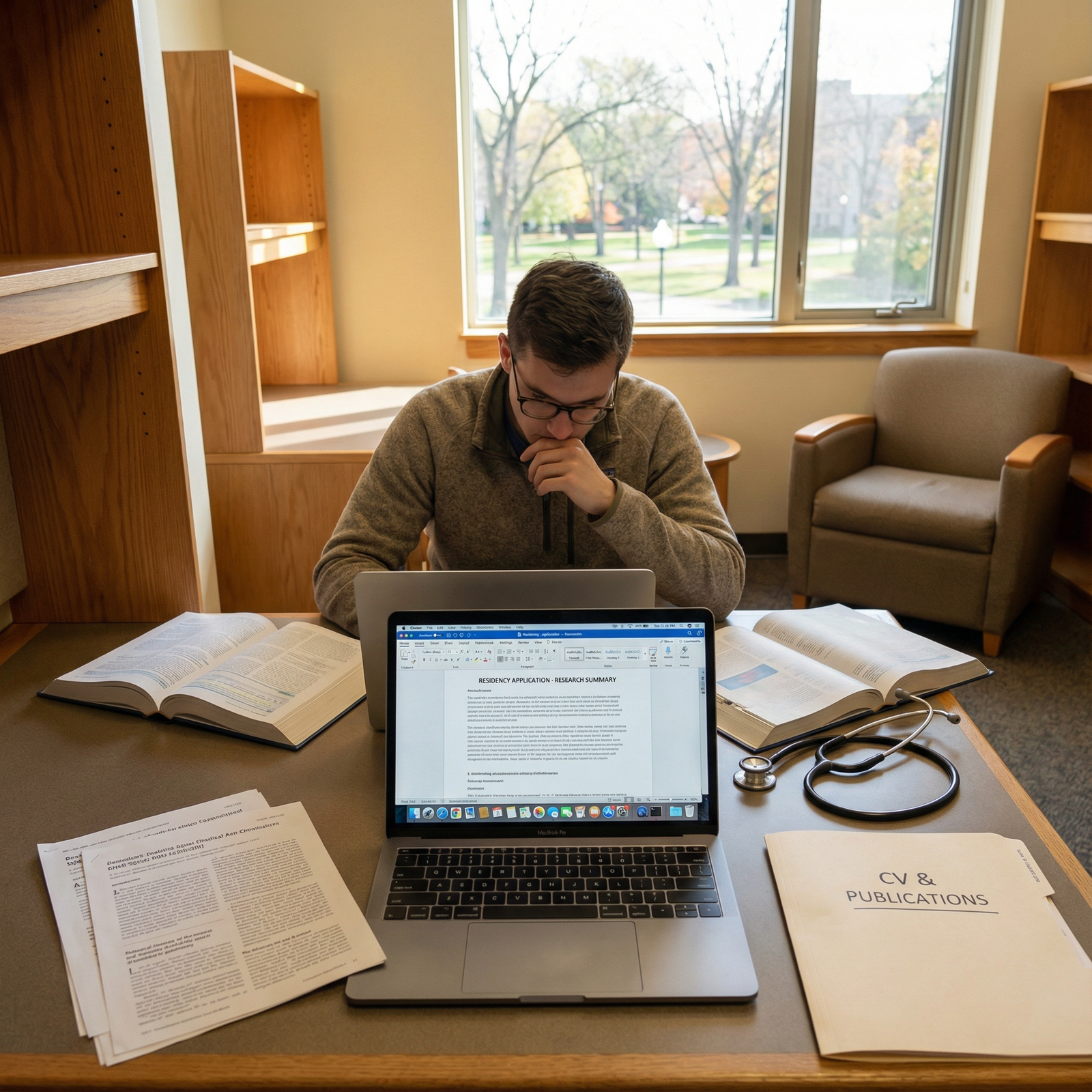 Medical student preparing residency application with research portfolio Medical student preparing residency application with research portfolio - Residency Match for Boosting Your Residency Match: