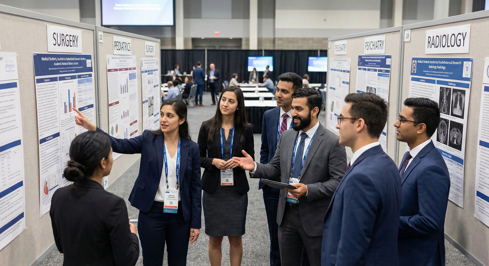 Different medical specialties reviewing research posters Different medical specialties reviewing research posters - Residency Applications for Enhance Your Residency Applications: Al