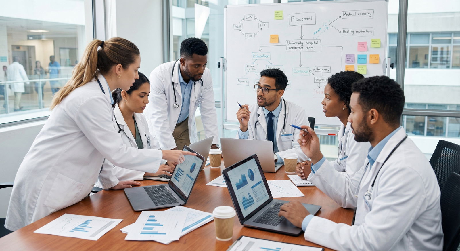 Medical students collaborating on research and data analysis Medical students collaborating on research and data analysis - Residency Applications for Unlocking Residency Success: Essent