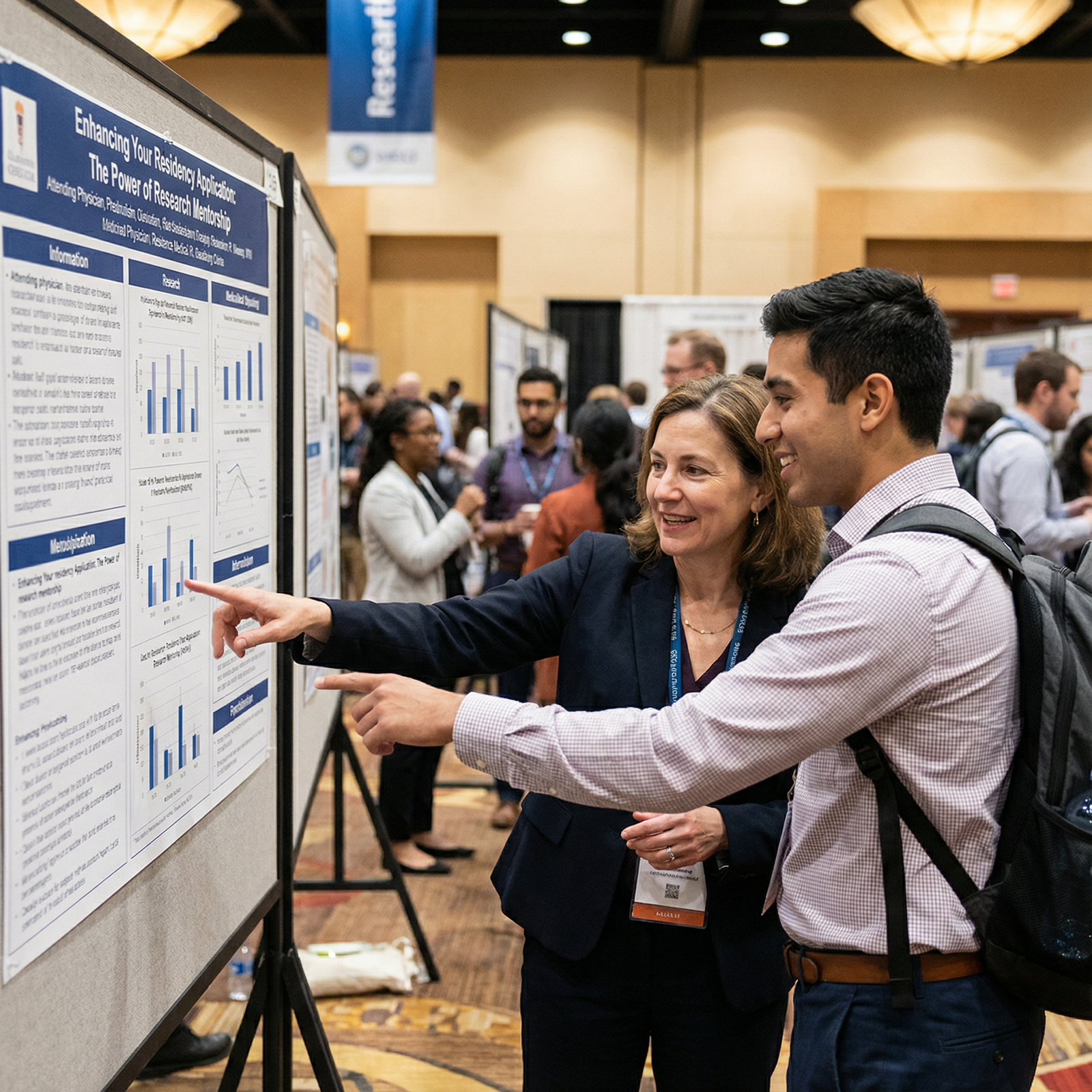 Mentor guiding medical student on research poster presentation - Mentorship for Enhancing Your Residency Application: The Pow