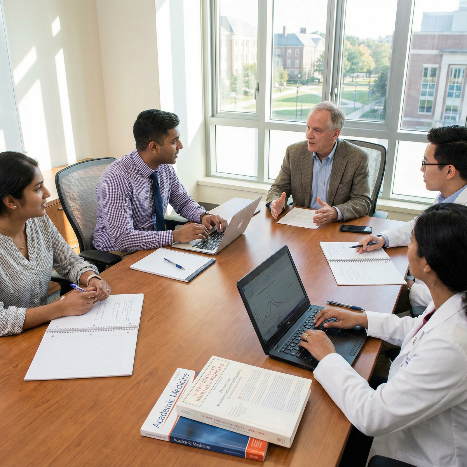 Medical students discussing research mentorship and residency plans - Mentorship for Enhancing Your Residency Application: Th
