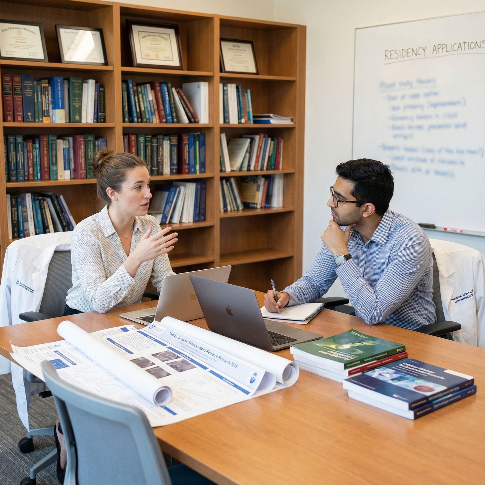 Medical students preparing for residency interviews and discussing research Medical students preparing for residency interviews and discussing research - Residency Applications for Maximize Your Reside