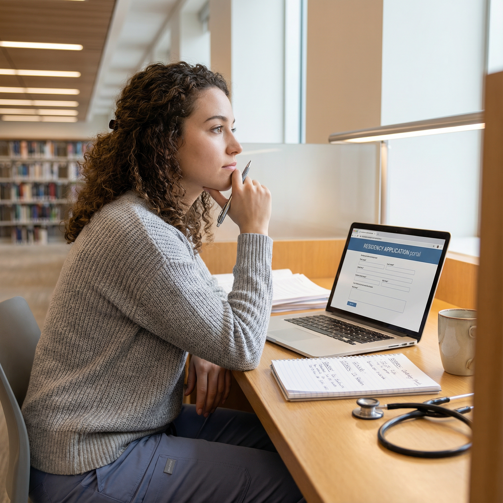 Medical student preparing residency application, reflecting on clinical and research experience - residency application for M