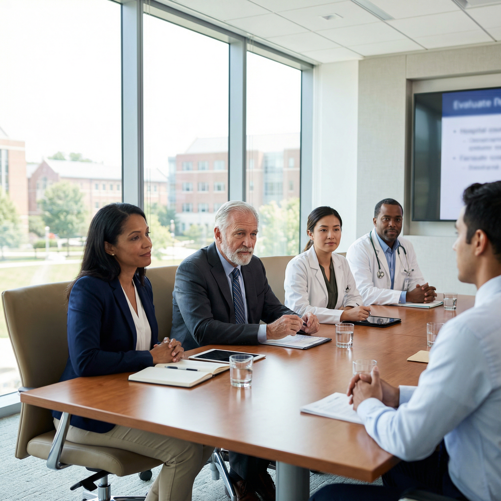 Residency interview panel listening attentively to candidate - Residency Interviews for Master Your Elevator Pitch: Stand Out