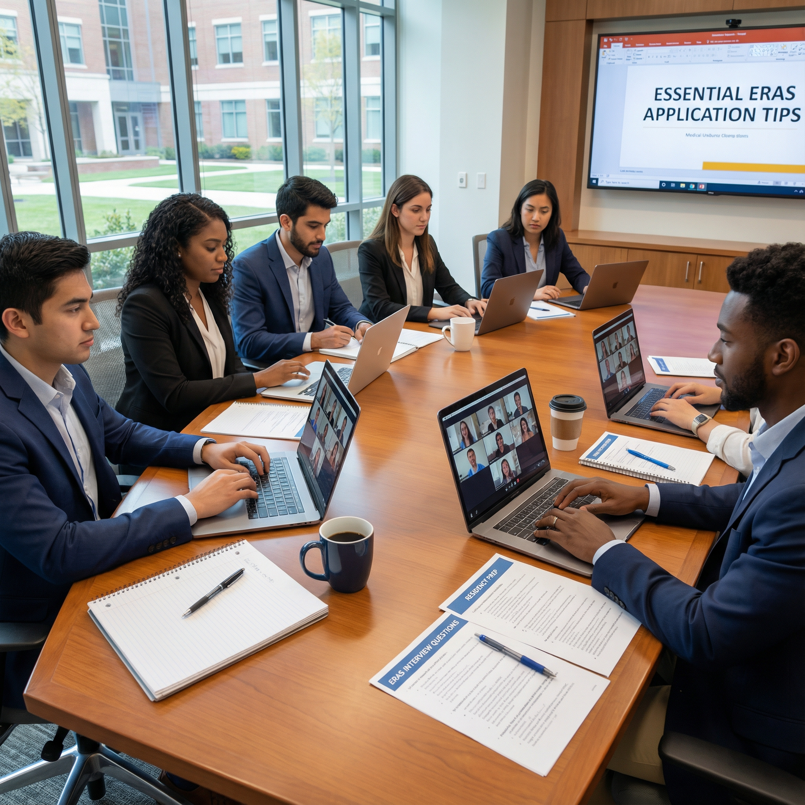 Medical students in virtual residency interview preparation session - Medical Residency for Essential ERAS Application Tips f