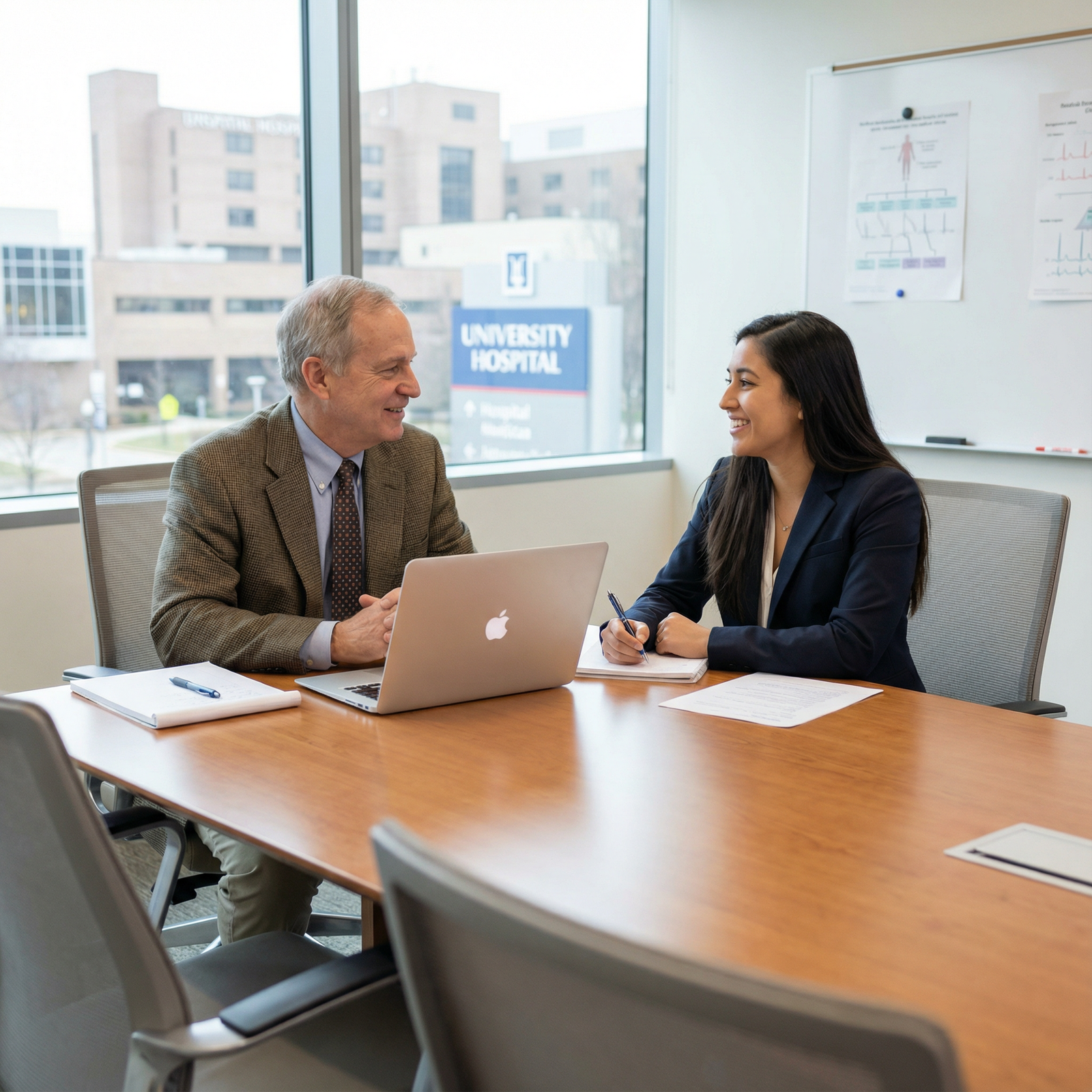Resident physician interviewing a medical student during residency interview season - NRMP Match for Mastering the NRMP Match