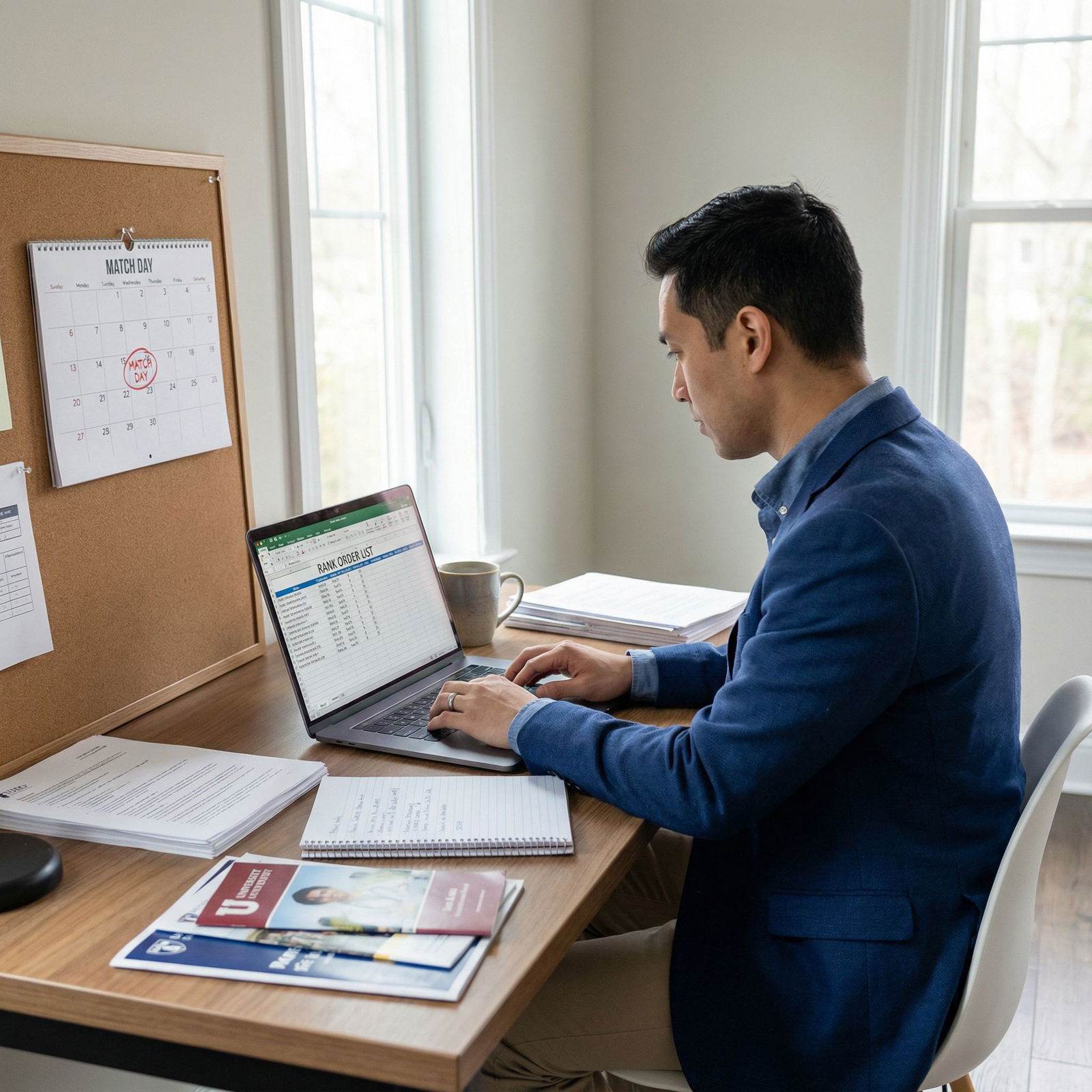 Medical student reviewing Rank Order List on laptop before Match Day - NRMP Match for Mastering the NRMP Match Process: A Gui