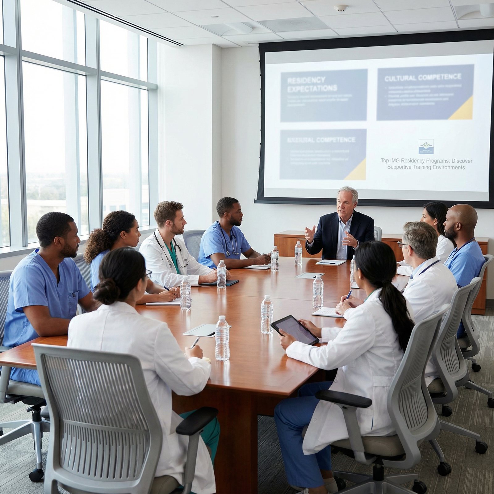 IMG residents participating in a mentorship and orientation session IMG residents participating in a mentorship and orientation session - IMG Residency for Top IMG Residency Programs: Discover