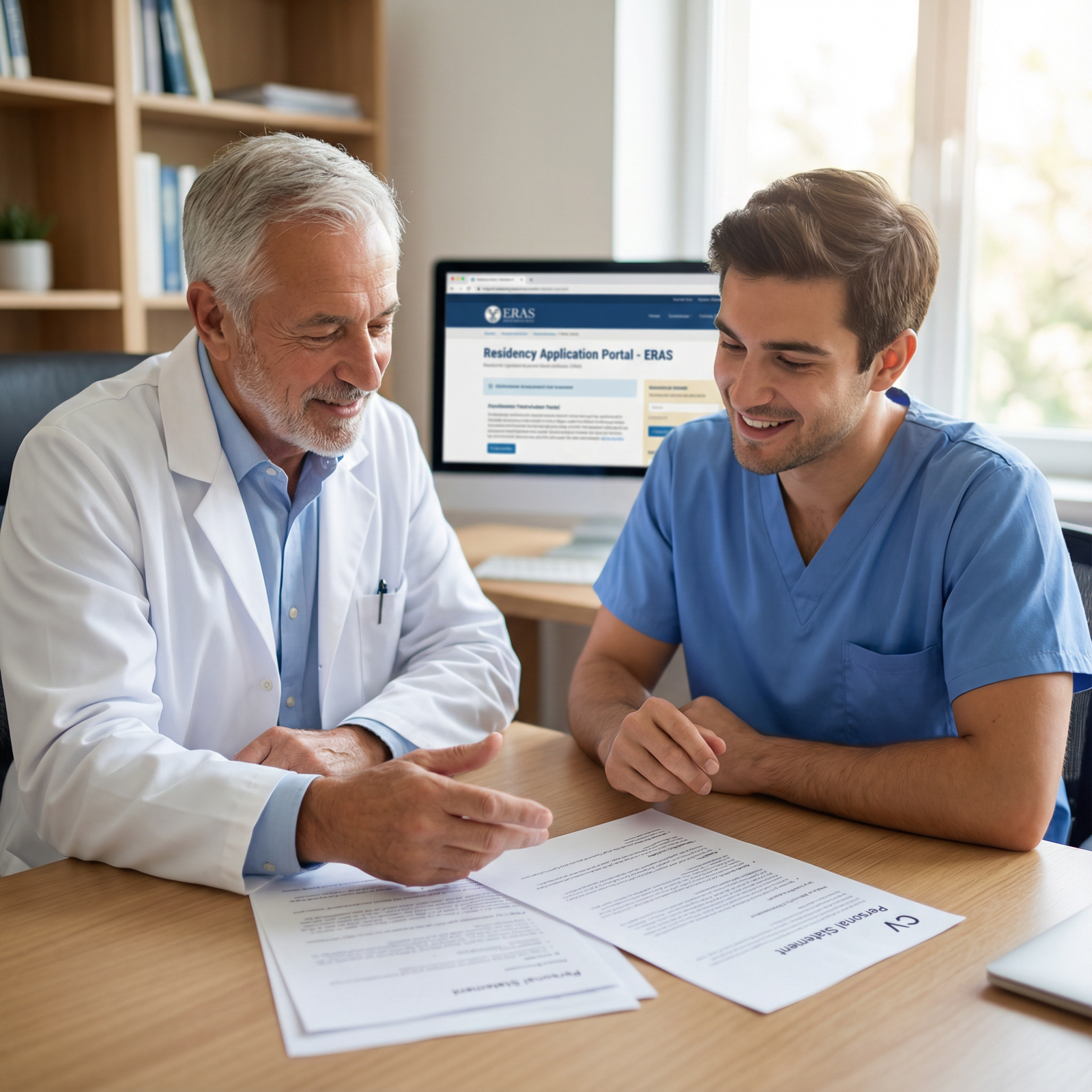 Faculty advisor reviewing residency application with medical student - USMLE for Elevate Your Residency Application: Shine Be