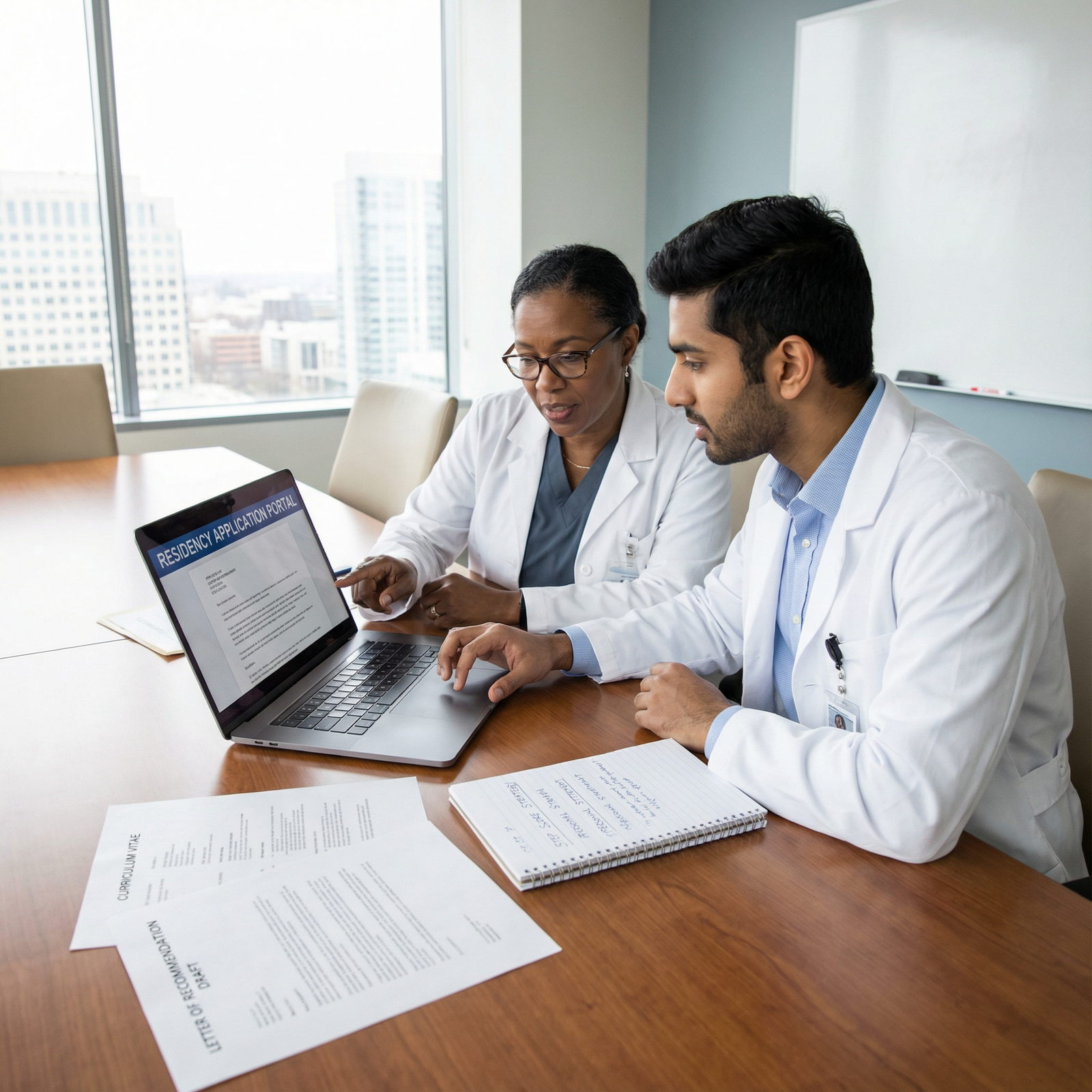Doctor and mentor reviewing residency application documents - Residency Applications for Key Strategies for Residency Success