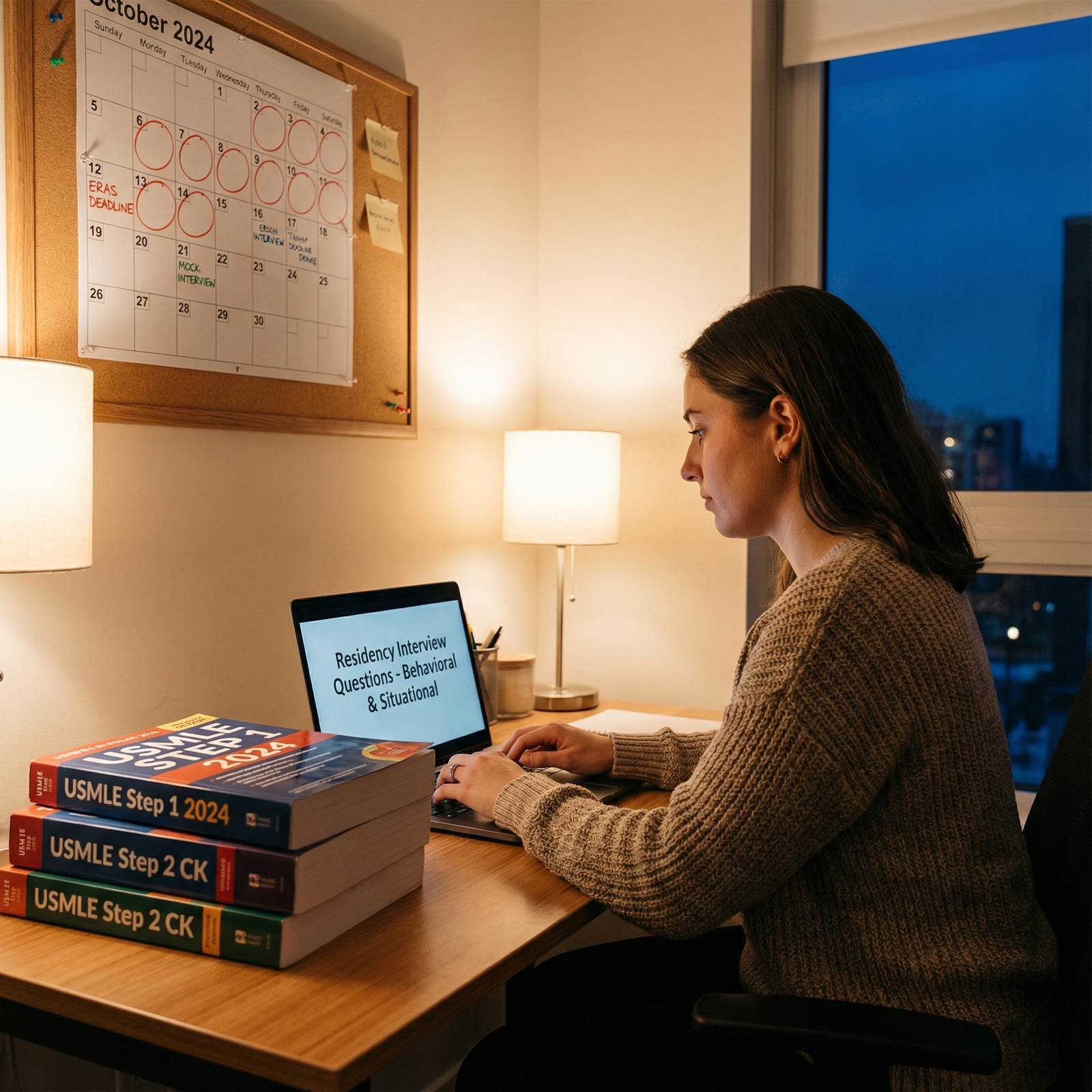 Medical student studying for residency interview and Step exam - Residency Applications for Key Strategies for Residency Succ