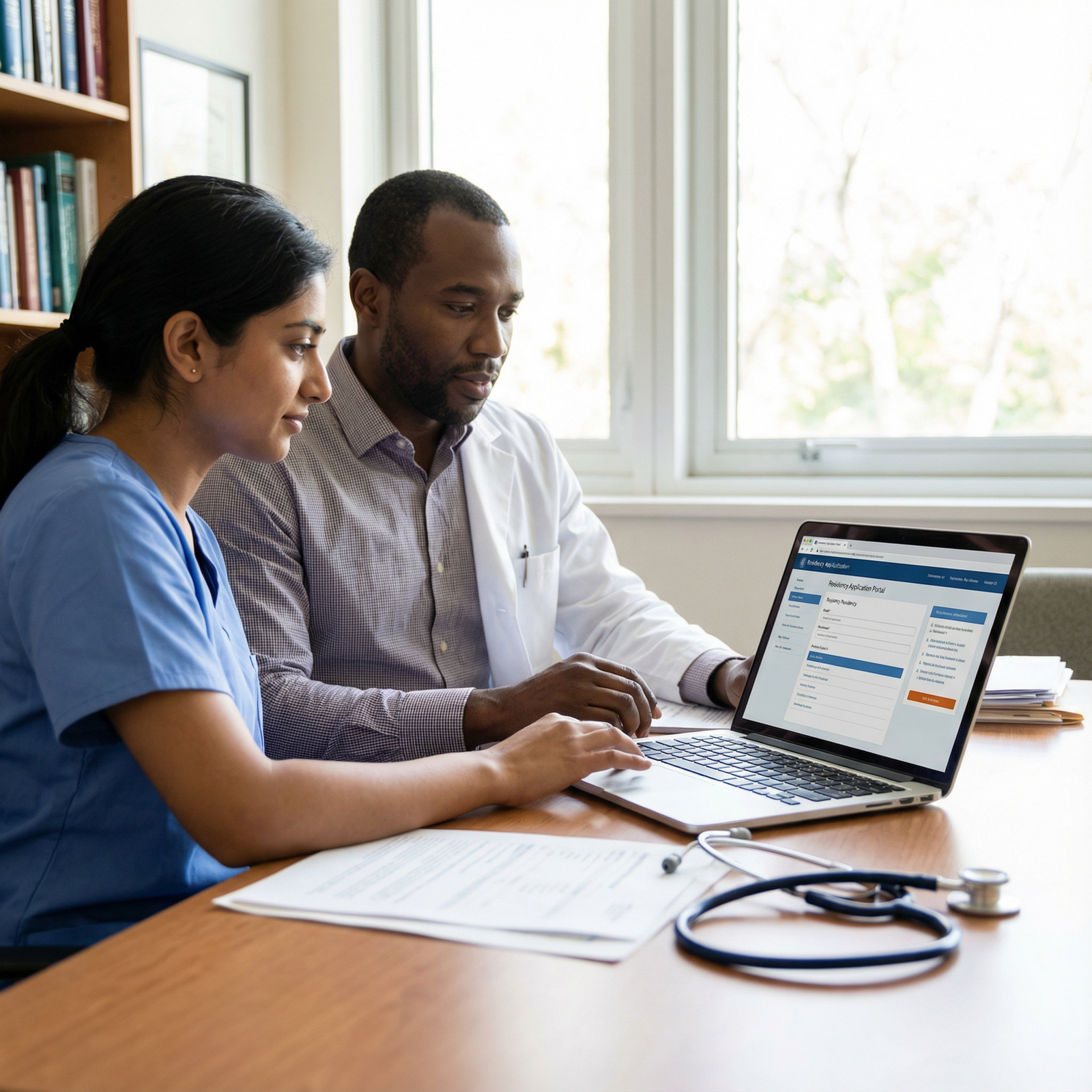 Medical student preparing residency match application with mentor Medical student preparing residency match application with mentor - Residency Match for Mastering the Residency Match: Strate