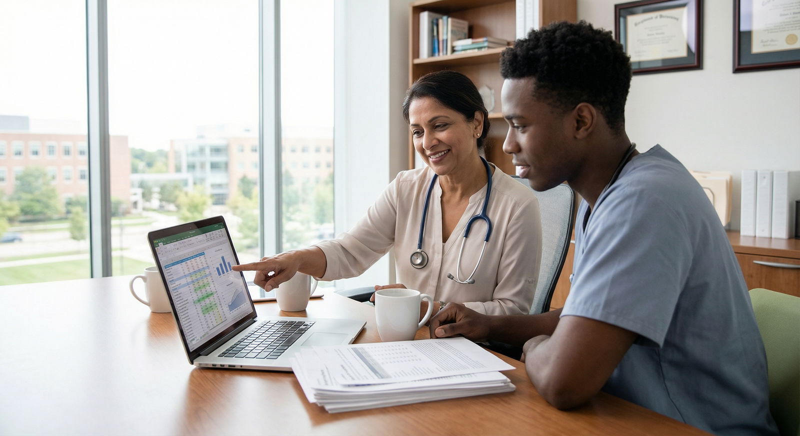 Mentor and medical student discussing residency planning - USMLE for How to Overcome Low USMLE Scores and Secure Your Residen