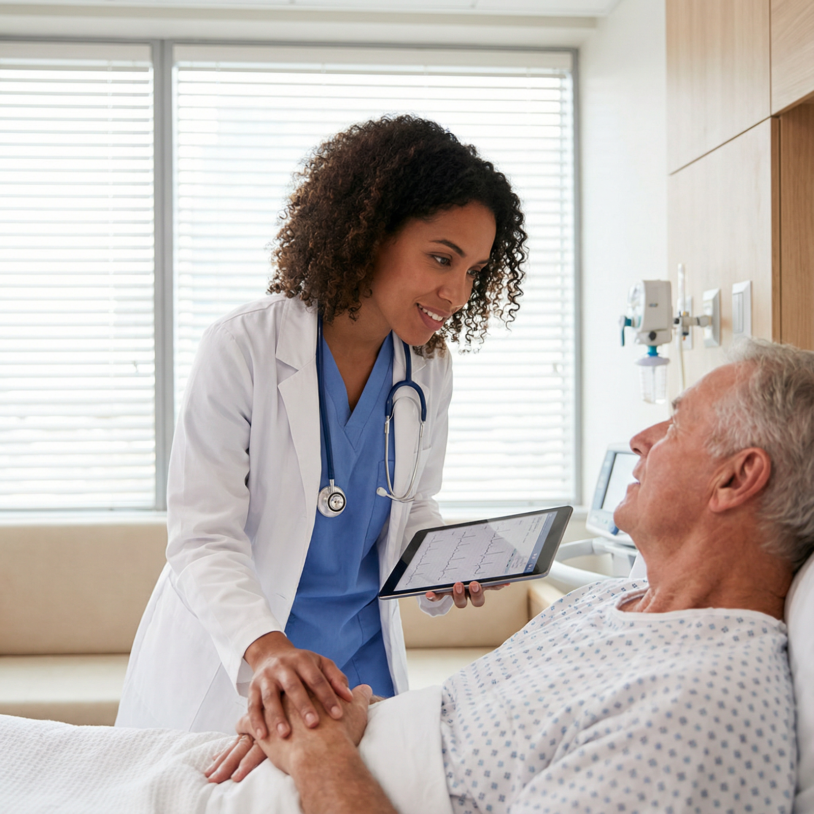 Resident physician caring for a patient, symbolizing success after setbacks - USMLE for How to Overcome Low USMLE Scores and