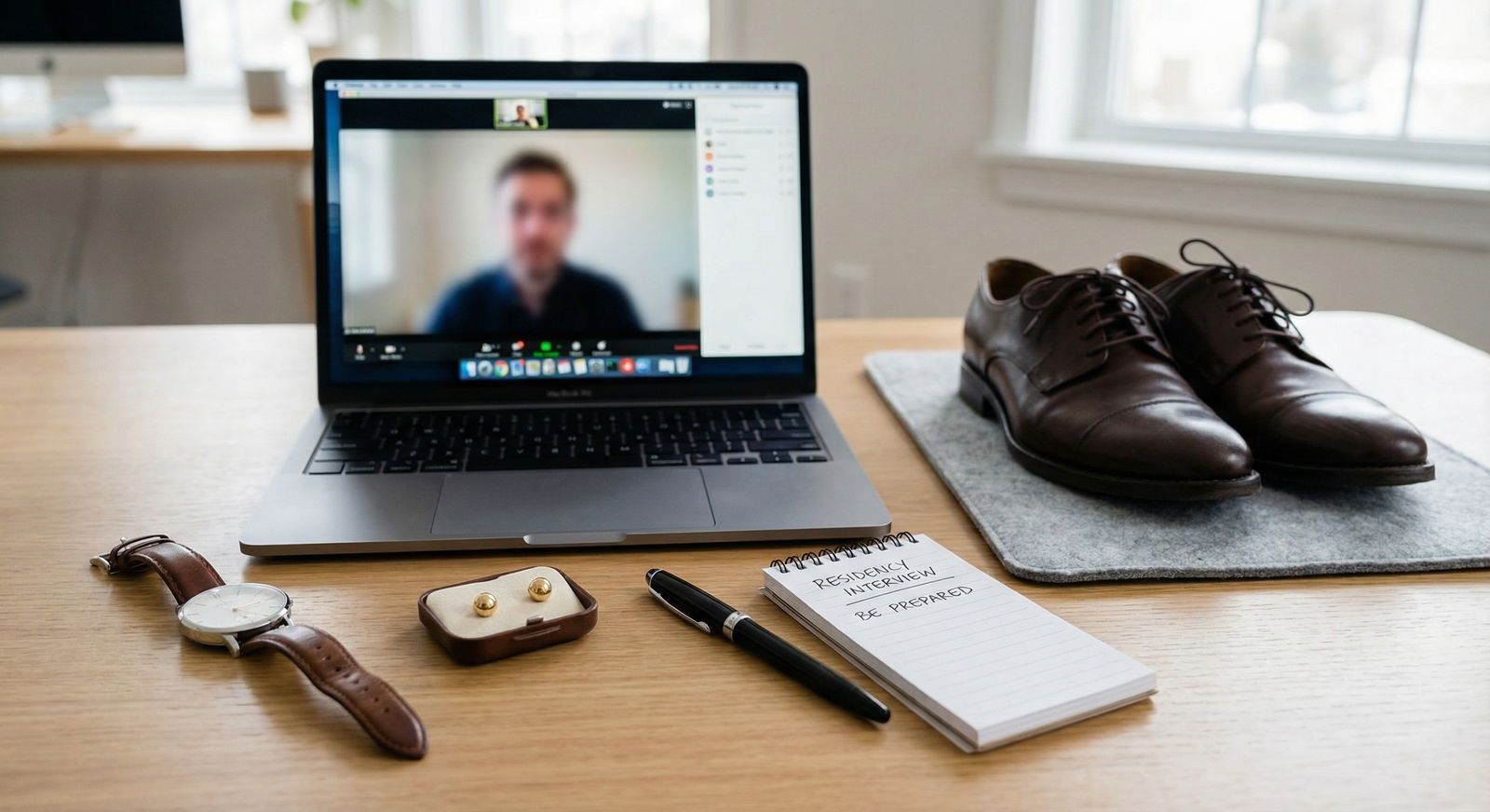 Close-up of professional accessories prepared for virtual residency interview - Virtual Interviews for Mastering Virtual Inte