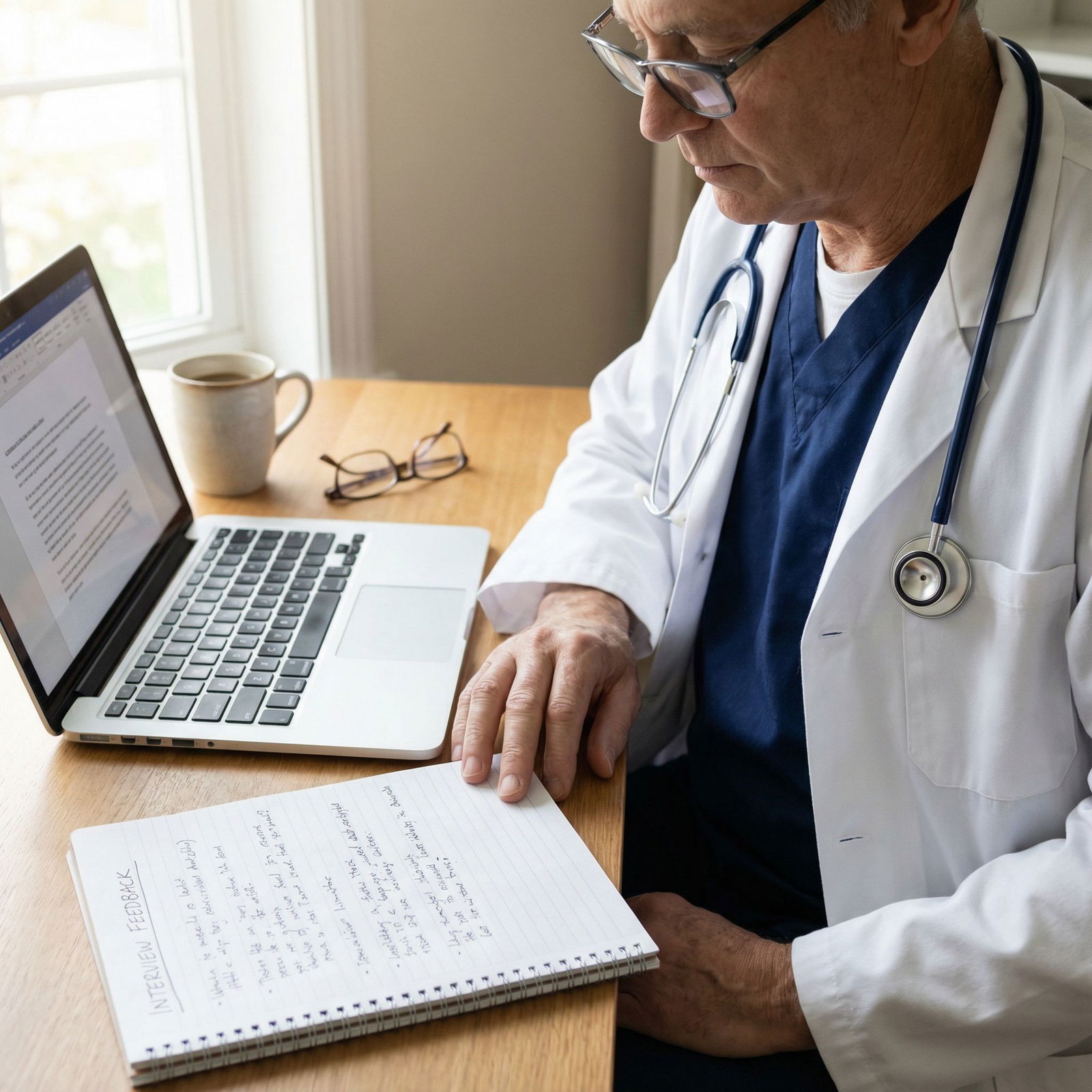 Resident reviewing notes from virtual residency interview practice - Virtual Interviews for Maximize Your Virtual Interviews: