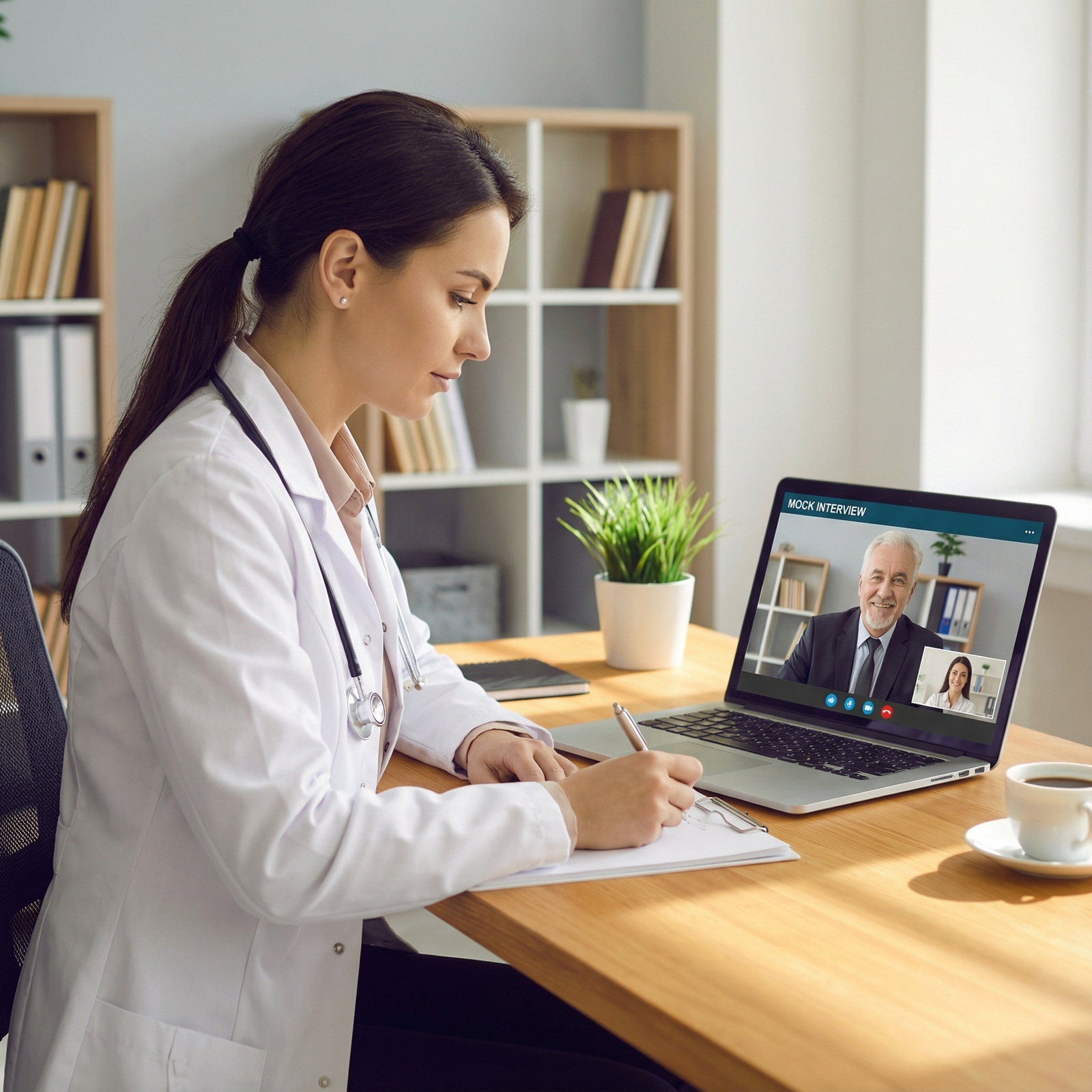Medical student practicing for a video residency interview - Residency Interview for Mastering Your Video Residency Interview