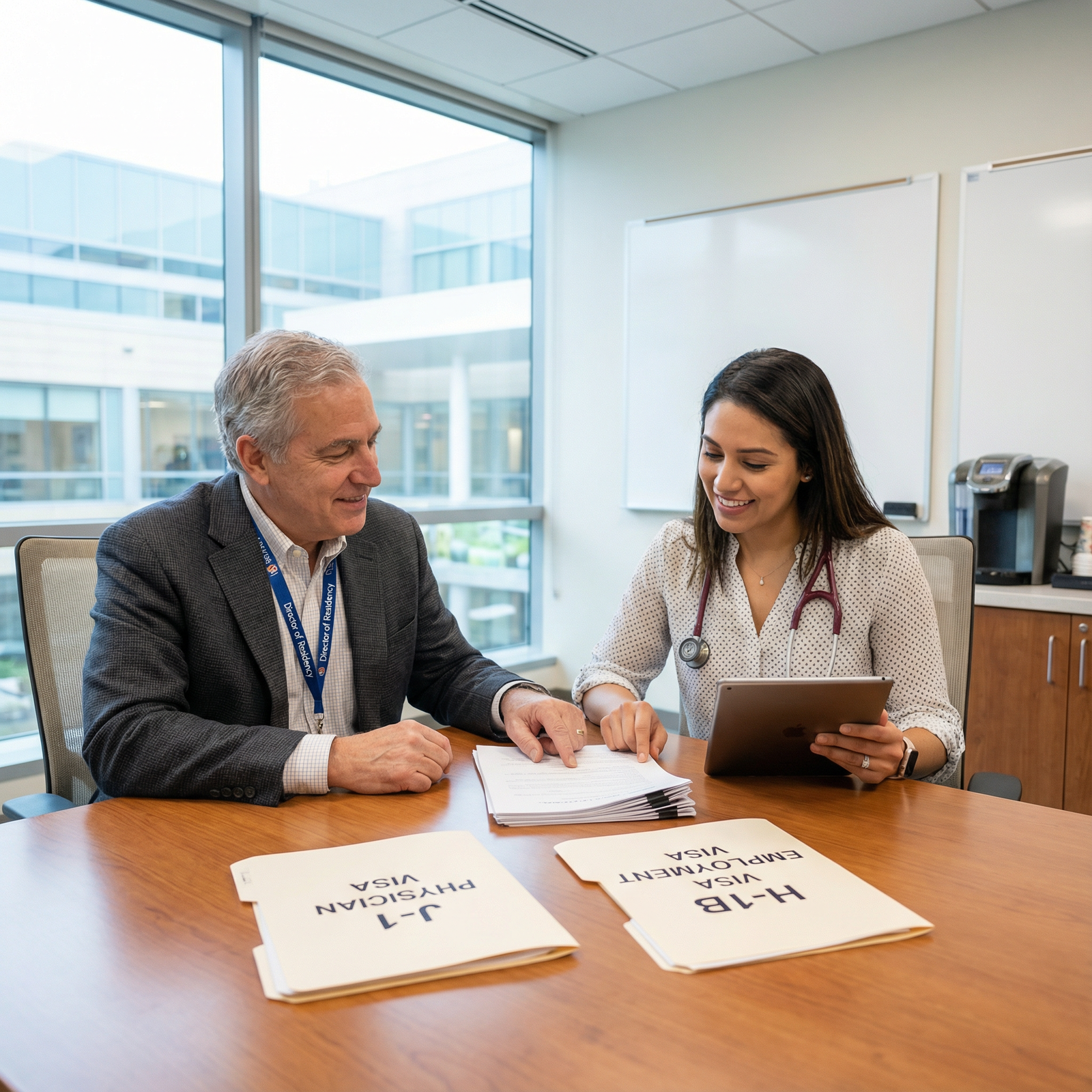 Residency program director advising international medical graduate on J-1 and H-1B visa choices - H-1B Visa for H-1B vs. J-1