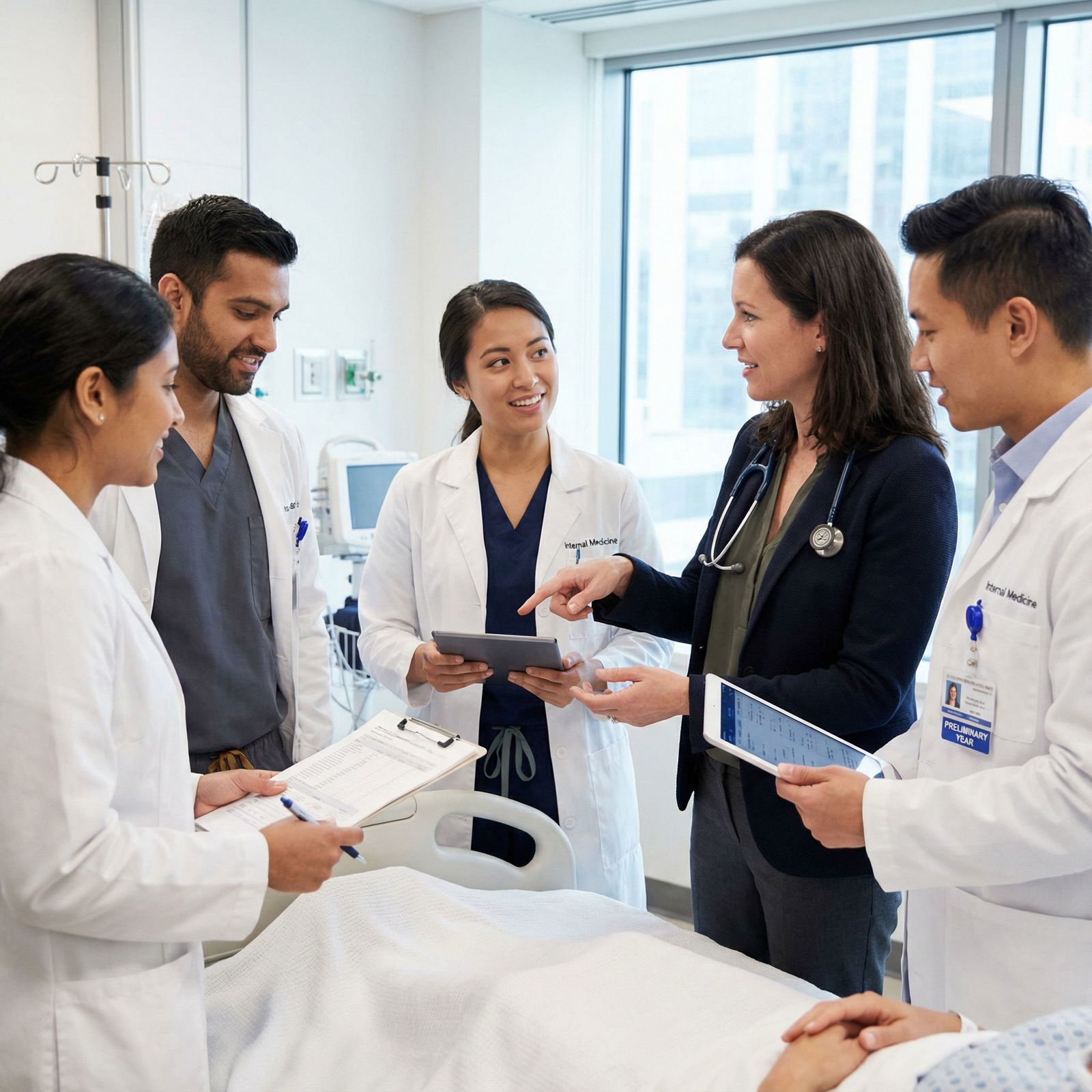 Medical residents on hospital rounds during preliminary year Medical residents on hospital rounds during preliminary year - Medical Residency for Choosing the Right Medical Residency: Ca