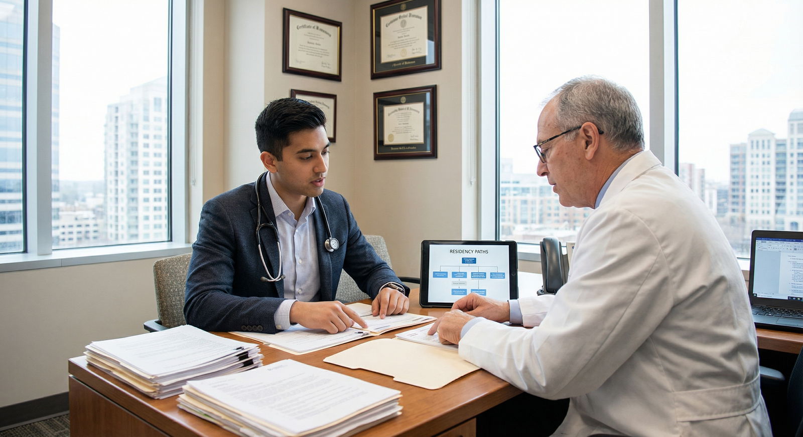 Medical student meeting with mentor to discuss residency choices Medical student meeting with mentor to discuss residency choices - Medical Residency for Choosing the Right Medical Residency