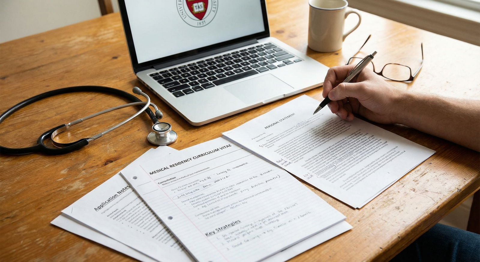 Medical residency CV and application materials on desk Medical residency CV and application materials on desk - Residency Application for Crafting an Impressive Residency Applicati