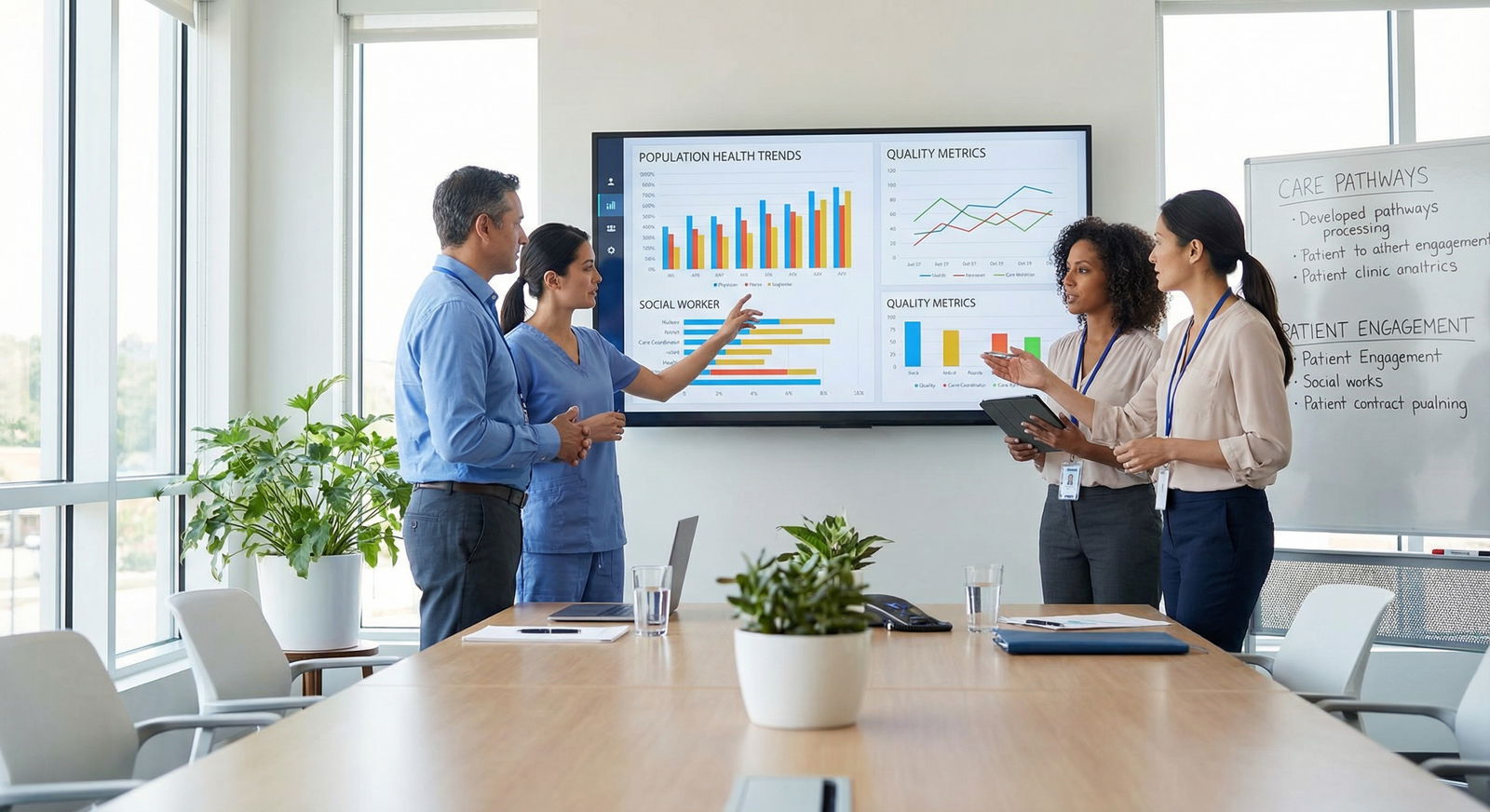 Primary care team collaborating on population health initiatives Primary care team collaborating on population health initiatives - Primary Care for Unlocking the Value of Primary Care: Expe