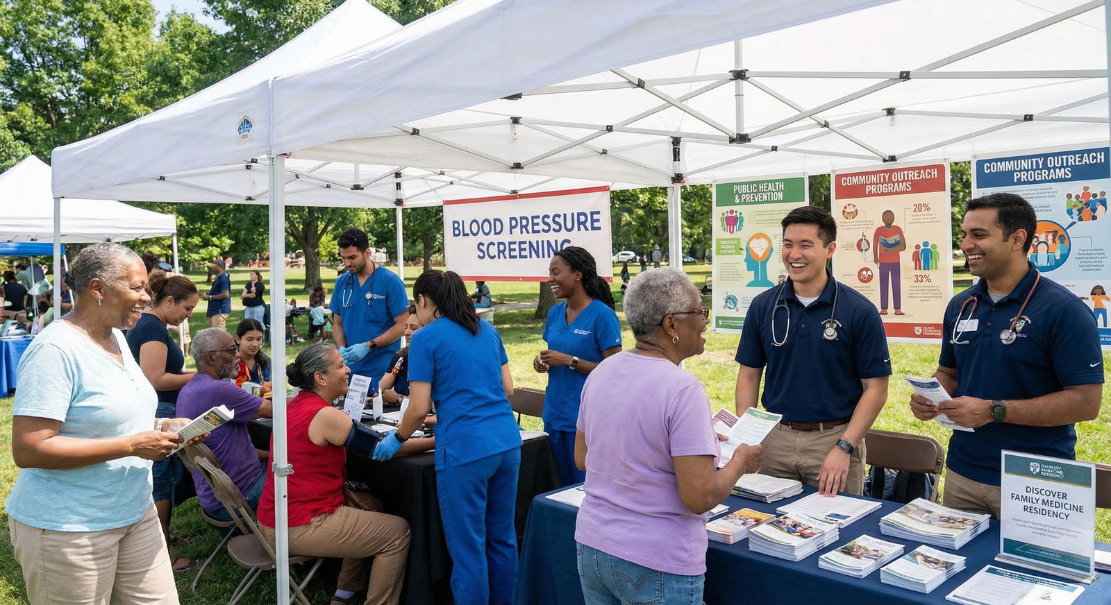 Family medicine residents leading a community health event Family medicine residents leading a community health event - Family Medicine for Discover Family Medicine Residency: A Unique