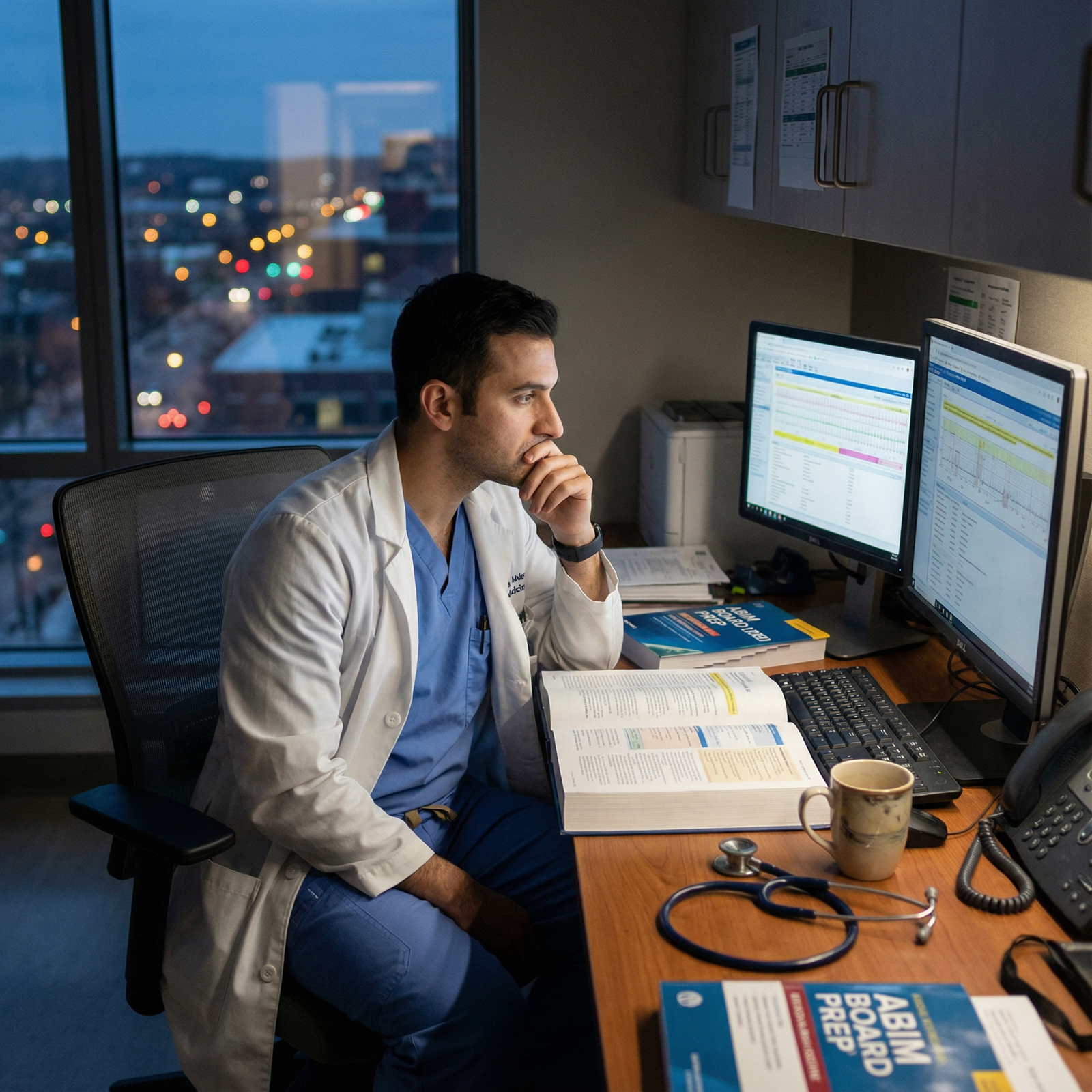 Internal Medicine Resident Studying and Reflecting Internal Medicine Resident Studying and Reflecting - Internal Medicine for A Comprehensive Guide to Internal Medicine Residen