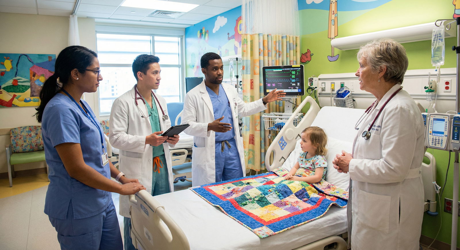Pediatric residents on rounds in a children's hospital ward - Pediatrics Residency for Explore Pediatrics Residency: Your Pat