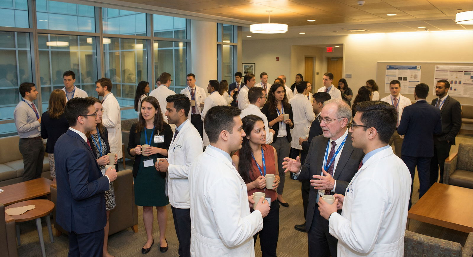 Medical residents networking at a hospital education event - Medical Networking for Essential Networking Tips for Medical Res
