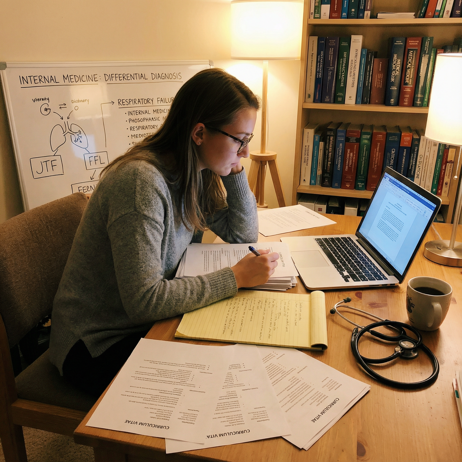 Medical student preparing residency application documents - Internal Medicine for Master Your Internal Medicine Residency App