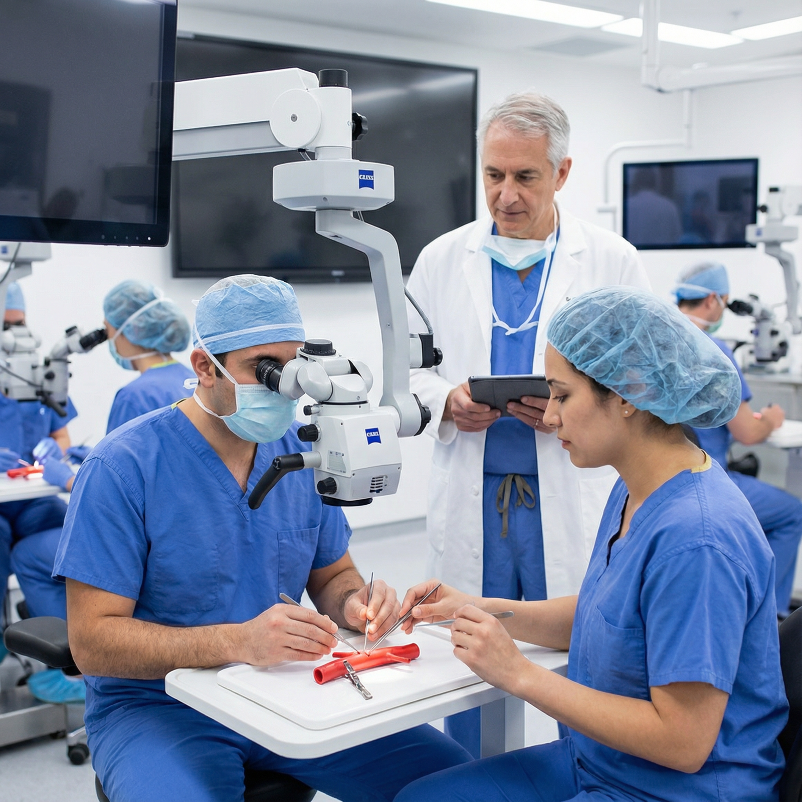 Plastic surgery residents practicing microsurgical skills in simulation lab Plastic surgery residents practicing microsurgical skills in simulation lab - Plastic Surgery for Exploring Plastic Surgery R