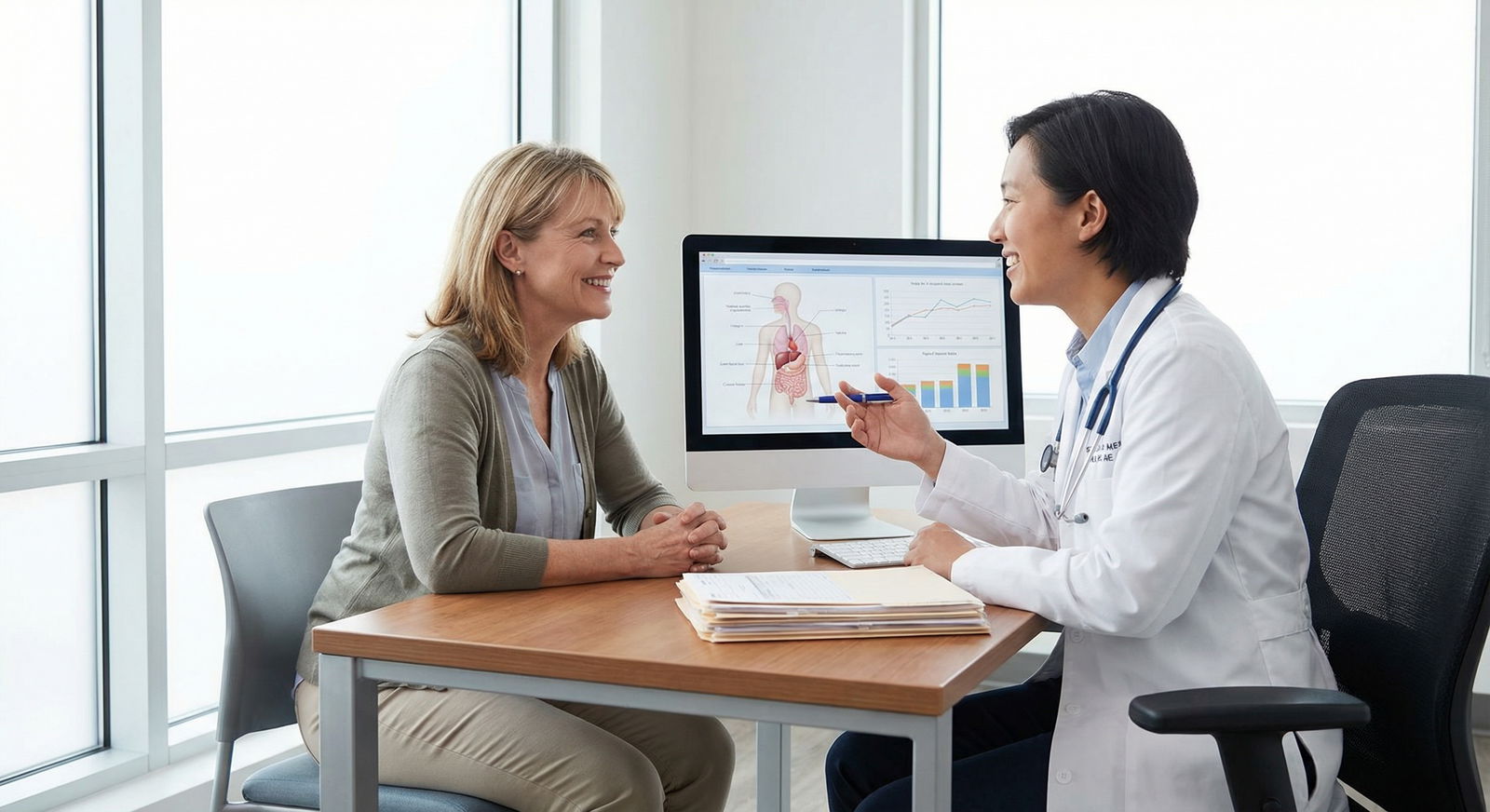 Family medicine resident counseling a patient in a clinic Family medicine resident counseling a patient in a clinic - Medical Specialties for Discover Low-Competition Medical Specialt
