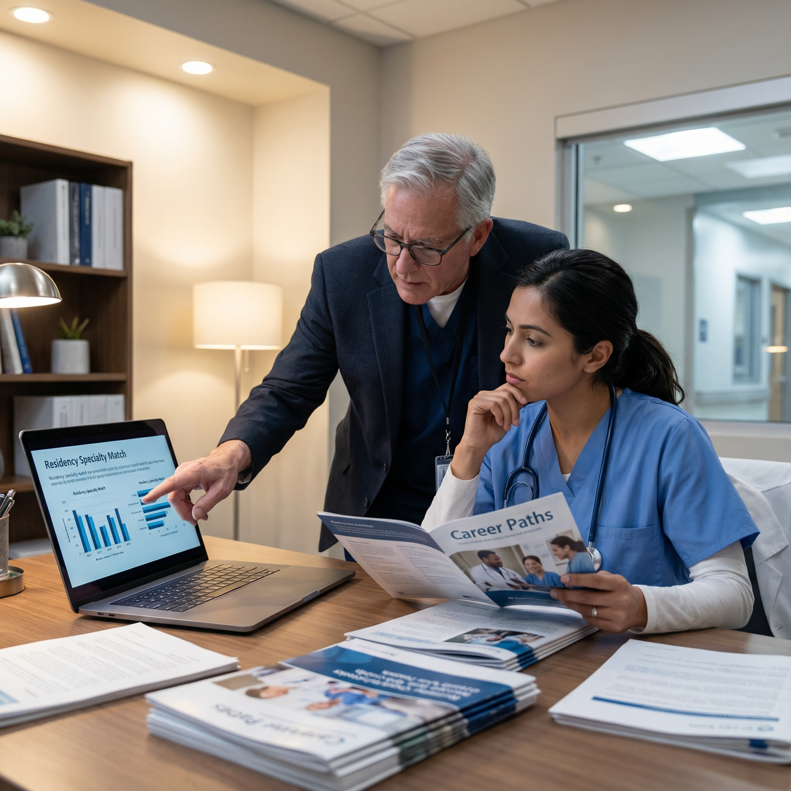 Resident physician discussing career paths with mentor - medical residency for Unlocking Residency Success: Your Guide to Low