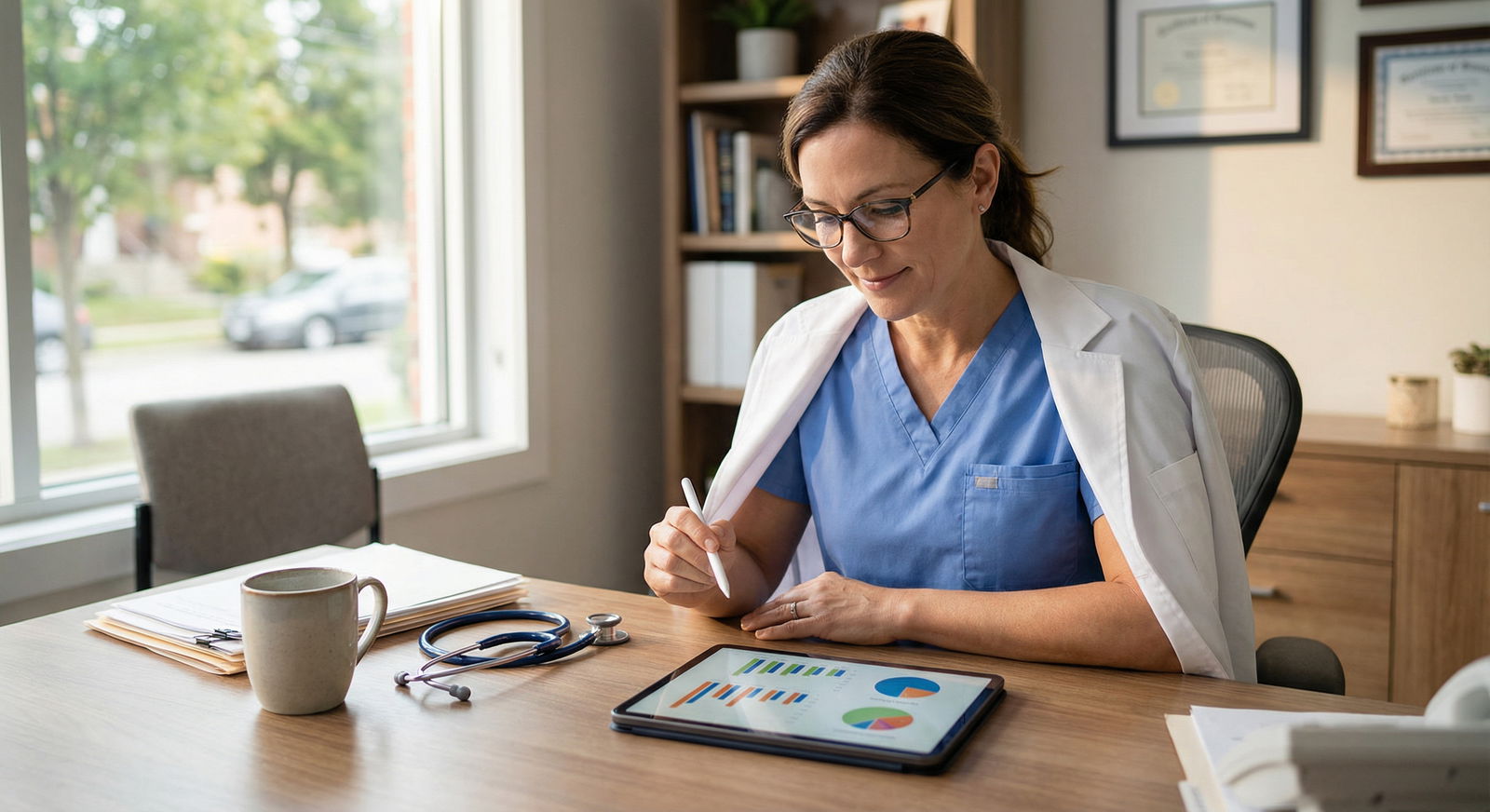 Primary care doctor using digital tools to track budget and expenses - Budgeting for Doctors for Empowering Doctors: Essentia