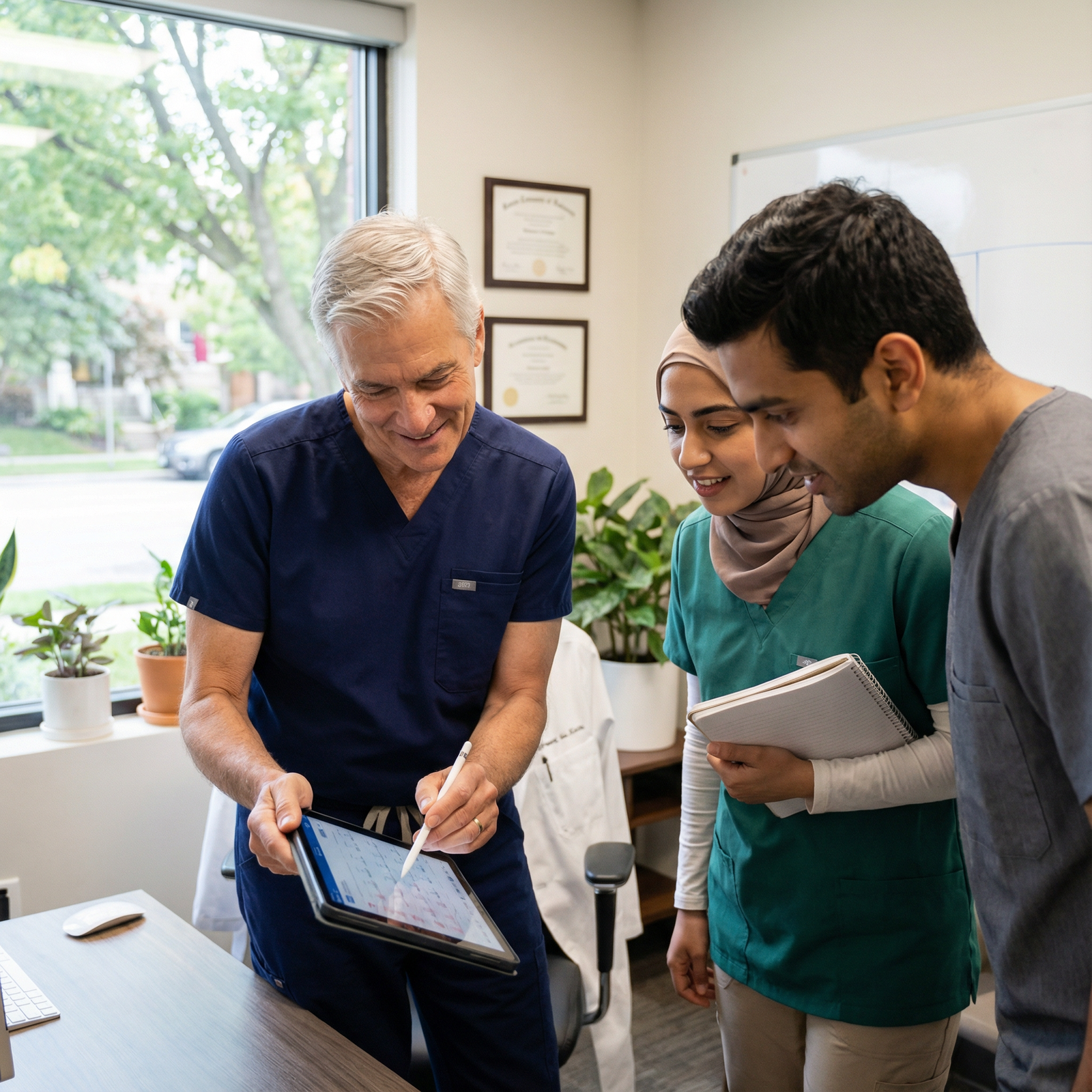 Resident physician mentoring medical students in clinic - Low-Paying Specialties for Unlocking Job Satisfaction: The Hidden P